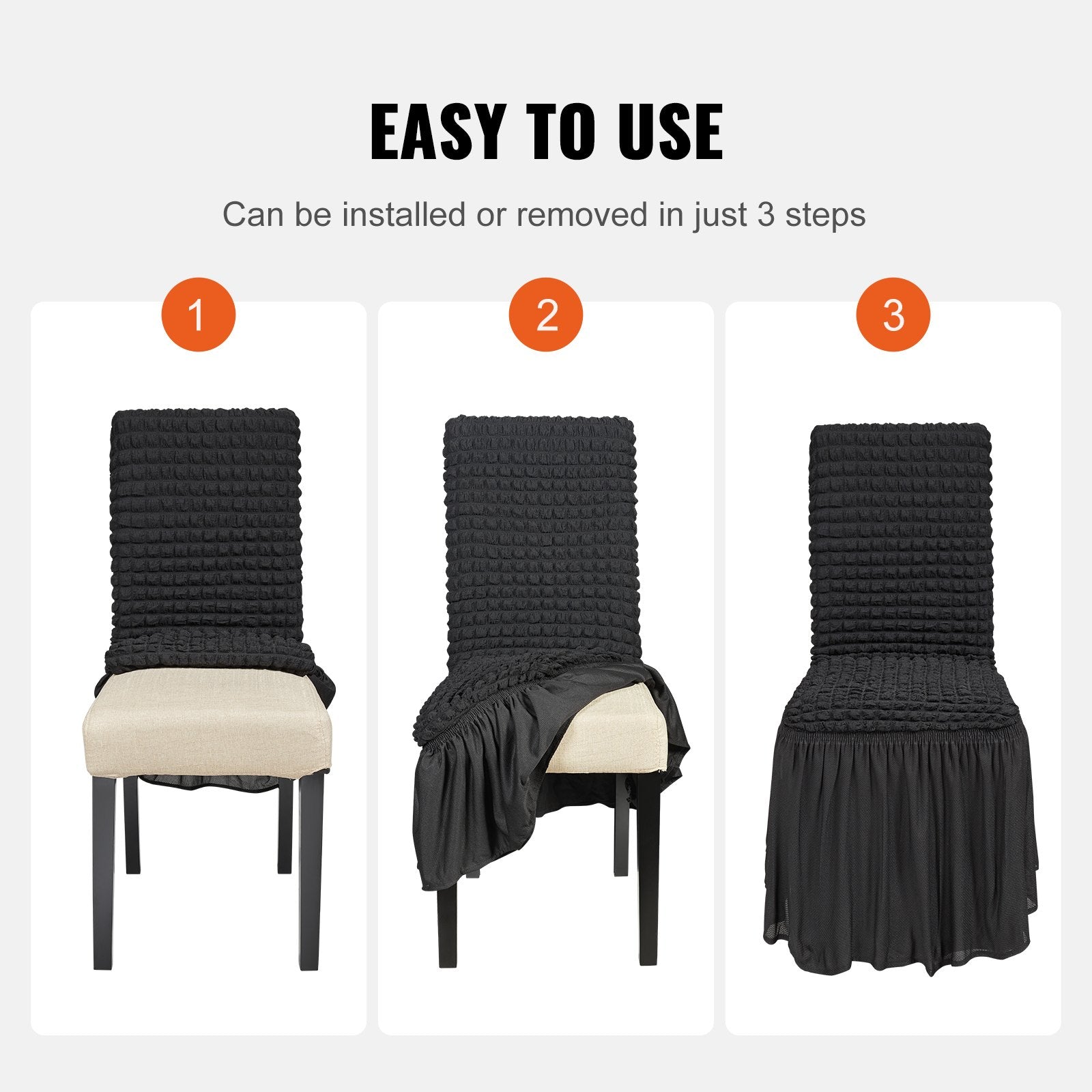 Chair Covers Folding Stretch Spandex with Skirt Universal Fitted 4PCS Black