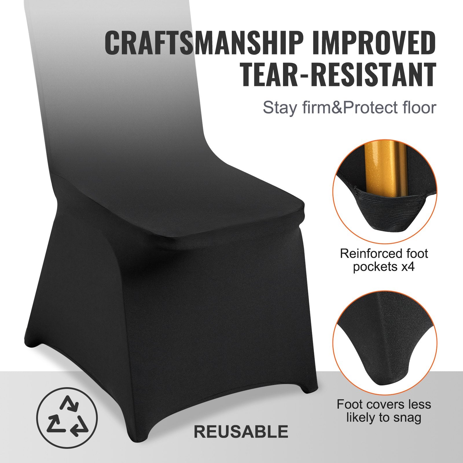 Stretch Spandex Folding Chair Covers Universal Fitted Slipcovers 50PCS Black