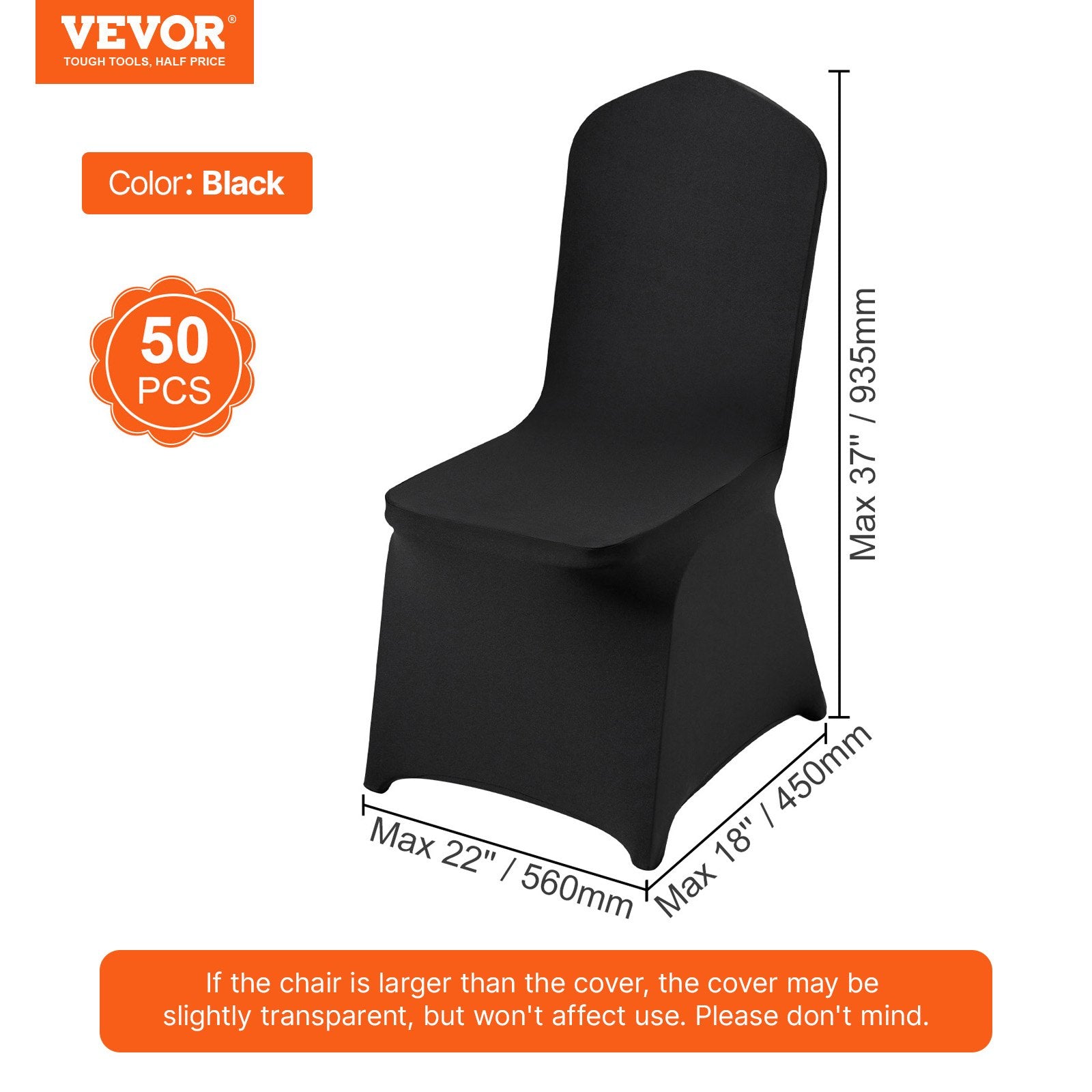 Stretch Spandex Folding Chair Covers Universal Fitted Slipcovers 50PCS Black