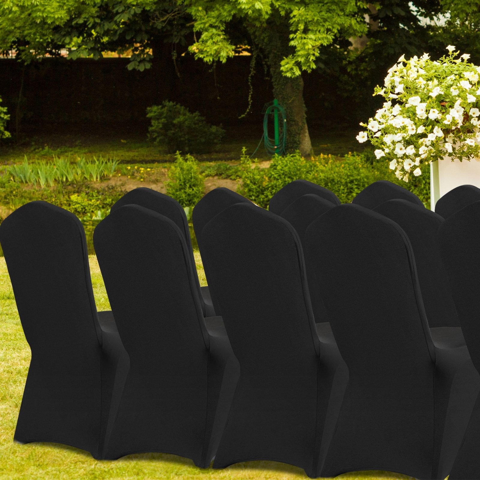 Stretch Spandex Folding Chair Covers Universal Fitted Slipcovers 50PCS Black