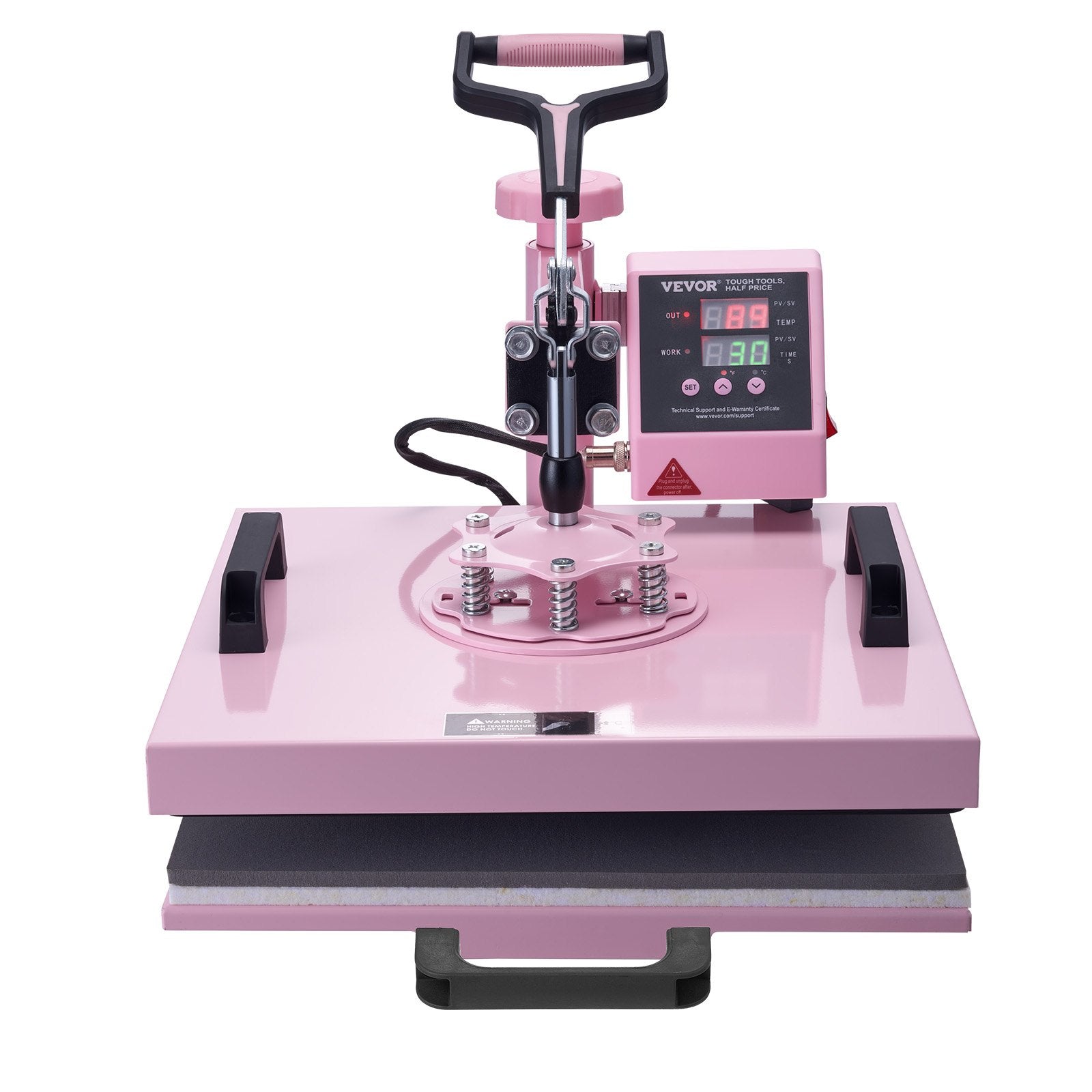Heat Press Machine 15x15 Inch 5-in-1 Swing Away T-Shirt Tumbler Hat Pink