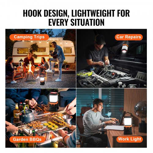 VEVOR Battery Powered LED Camping Lantern 1000LM 360° Light for Hiking, Fishing