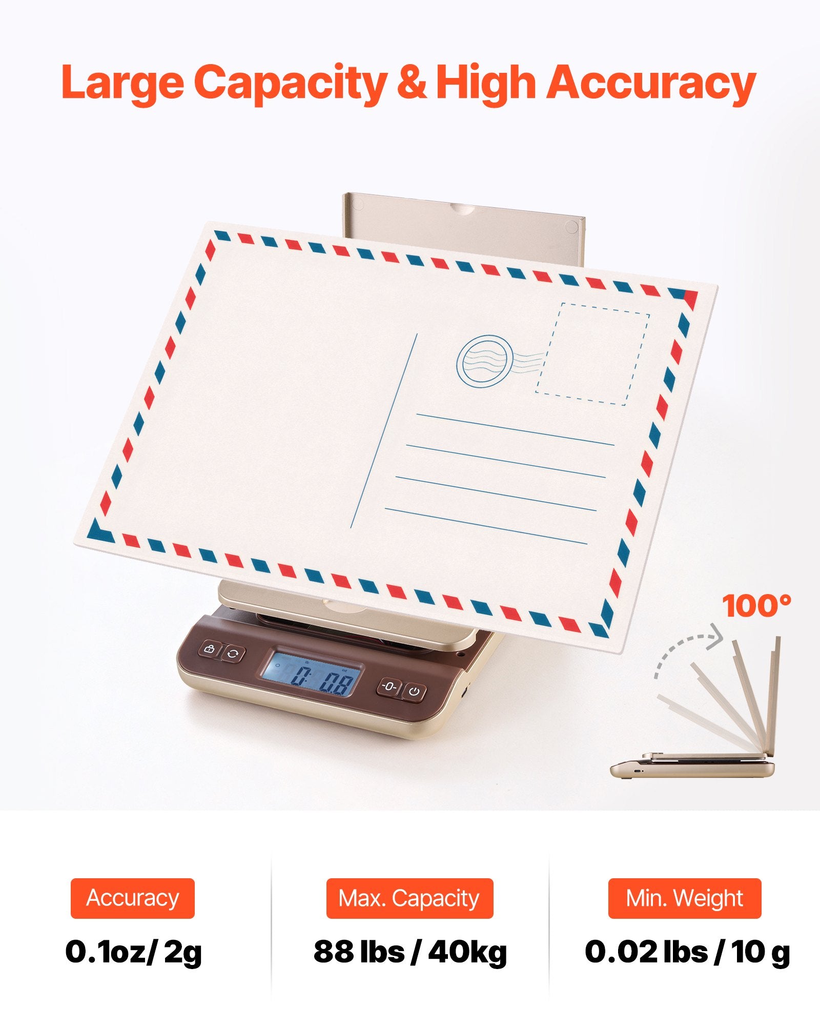Digital Shipping Postal Scale 40 kg High Accuracy 2 g with Hold Tare Auto-Off