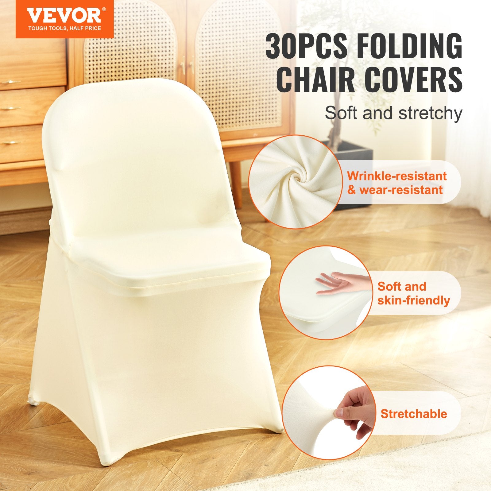 Stretch Spandex Folding Chair Covers, Universal Fitted Chair Cover (30PCS)