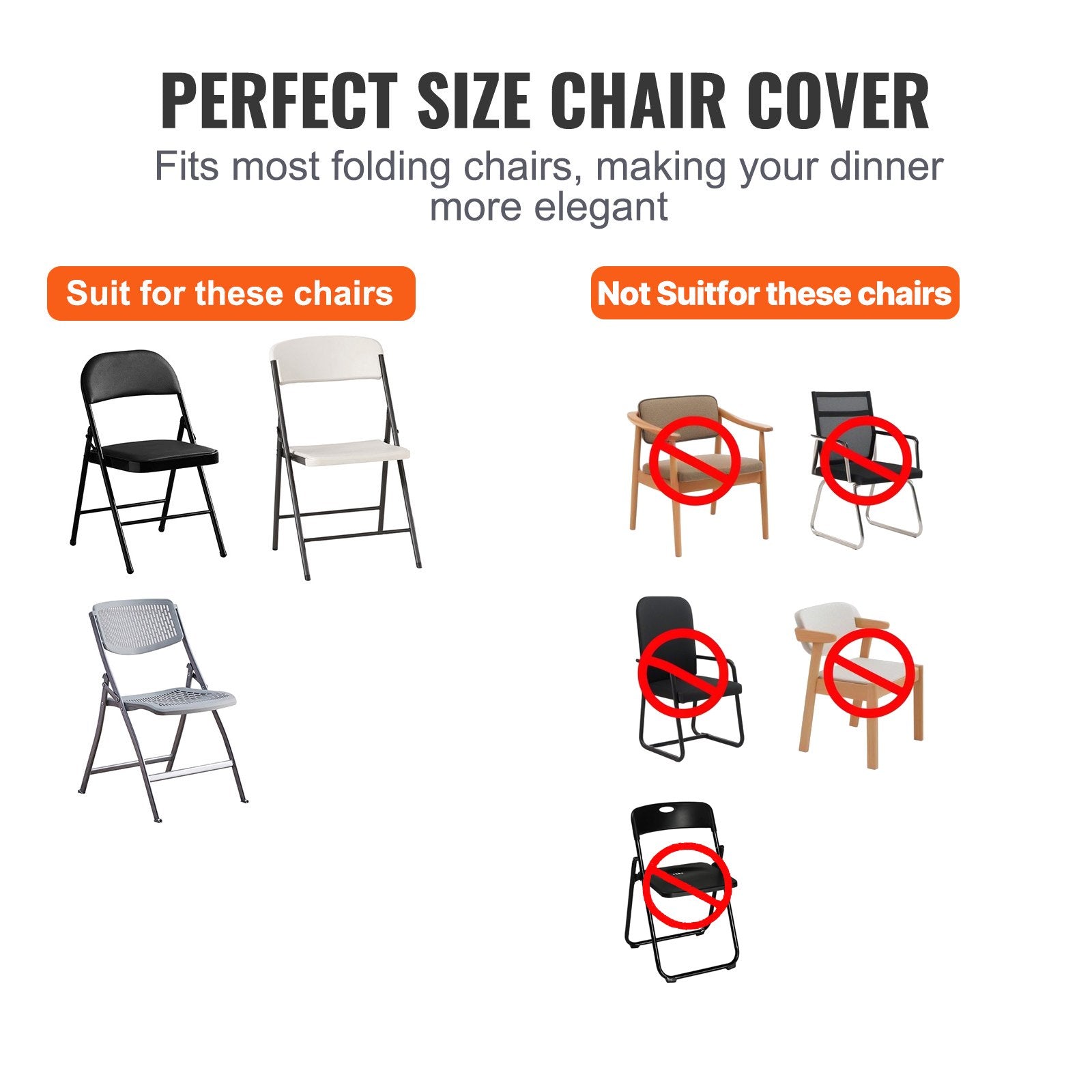 Stretch Spandex Folding Chair Covers, Universal Fitted Chair Cover (30PCS)