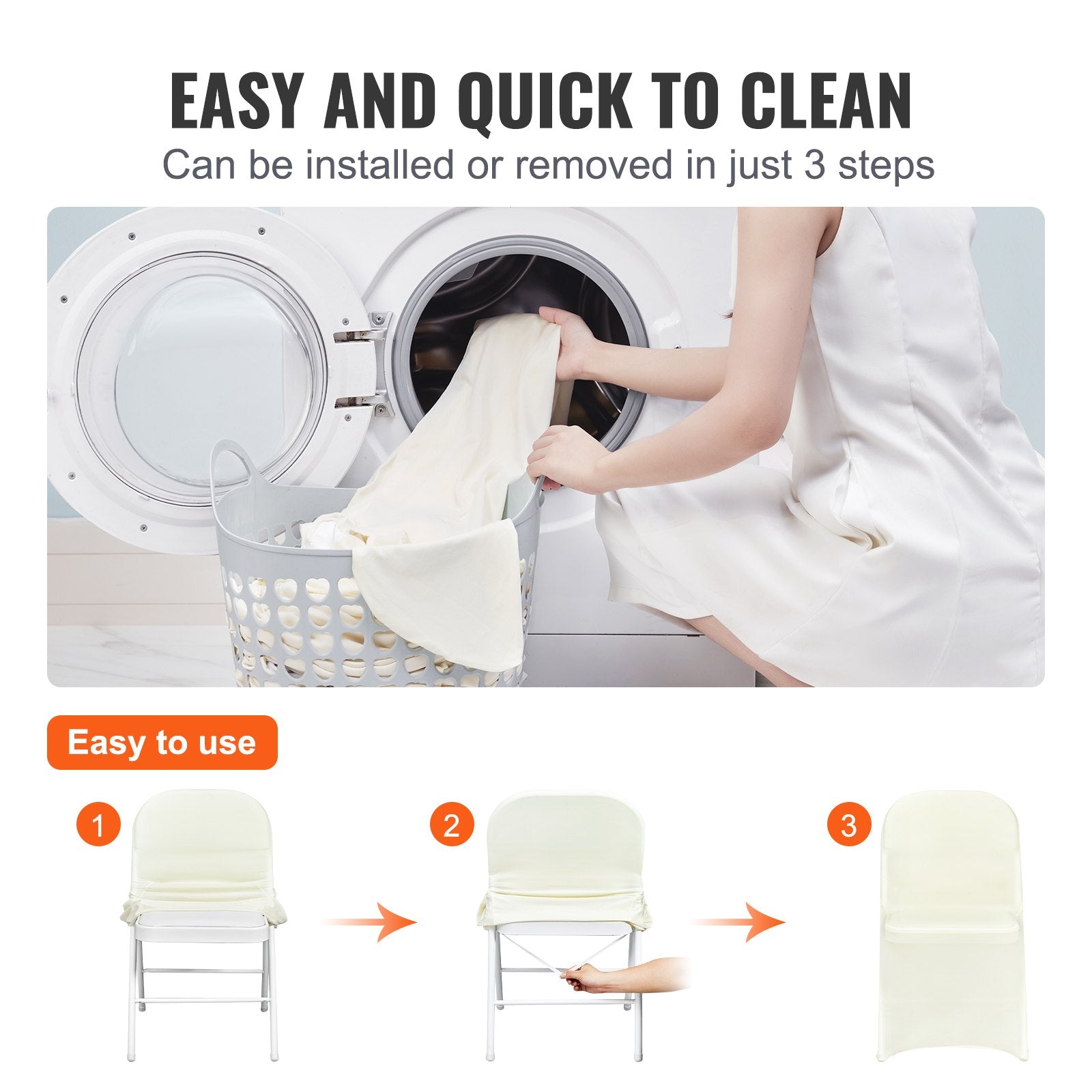 Stretch Spandex Folding Chair Covers, Universal Fitted Chair Cover (30PCS)