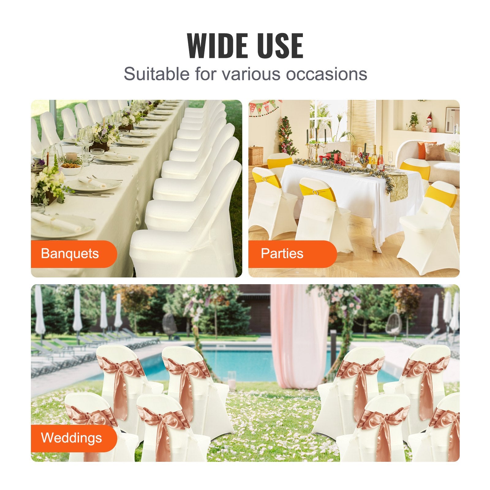 Stretch Spandex Folding Chair Covers, Universal Fitted Chair Cover (30PCS)