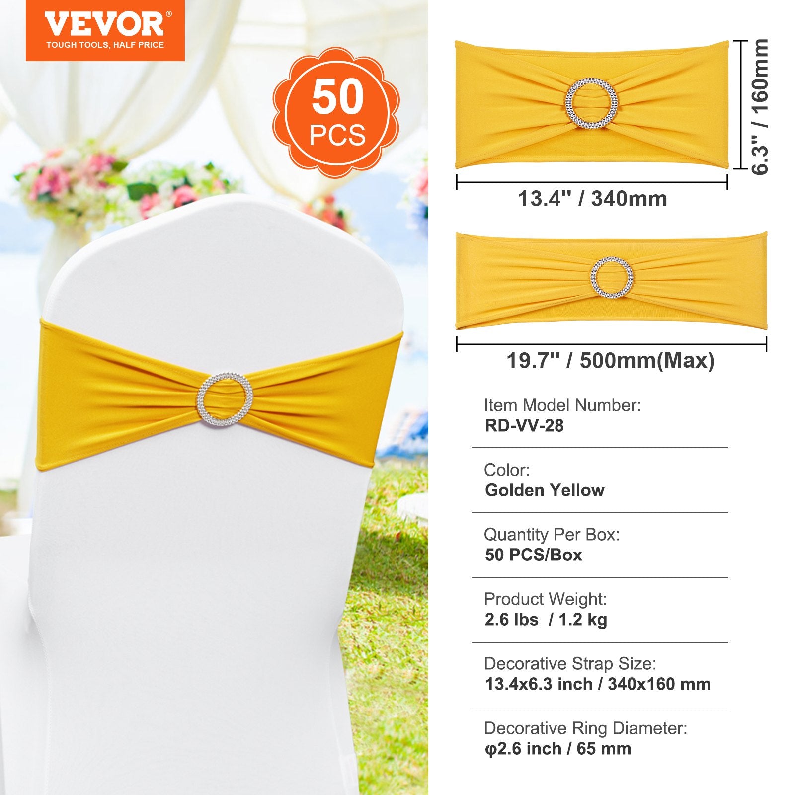 Stretch Spandex Chair Sashes Slipcover with Round Buckle Elastic Bands 50PCS