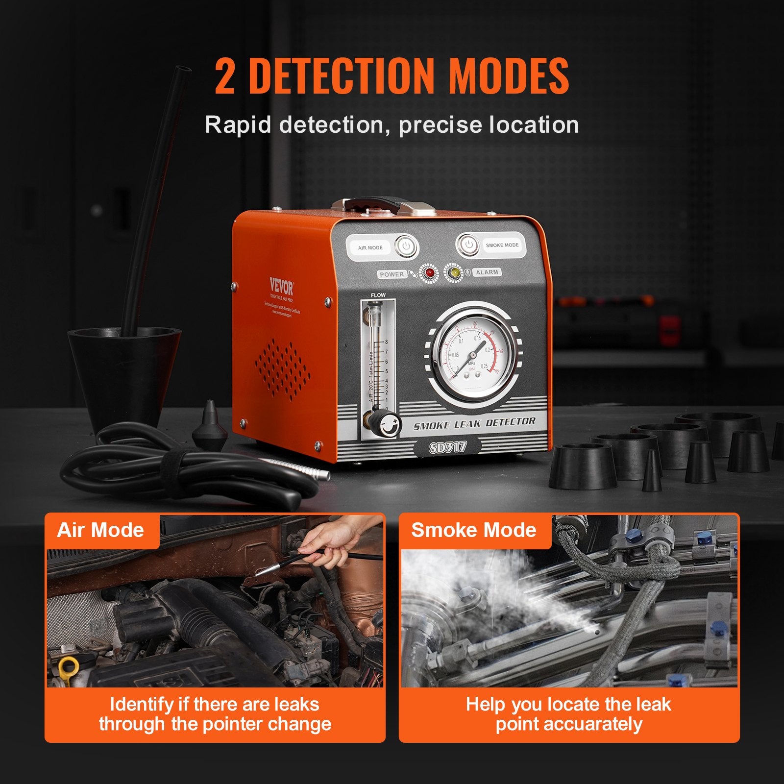Smoke Machine Automotive Leak Detector EVAP Tester Air Pump Gauge Flow Meter