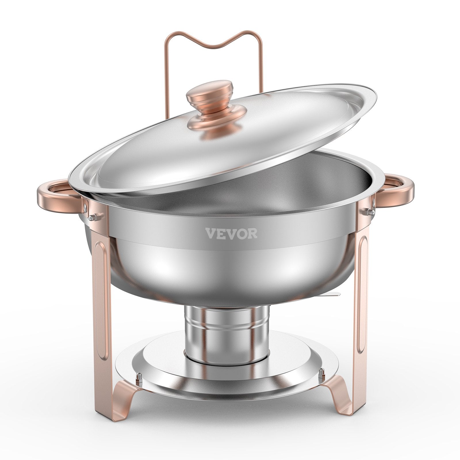 4-Pack 5 Qt Stainless Steel Chafing Dish Set Lid Folding Stand