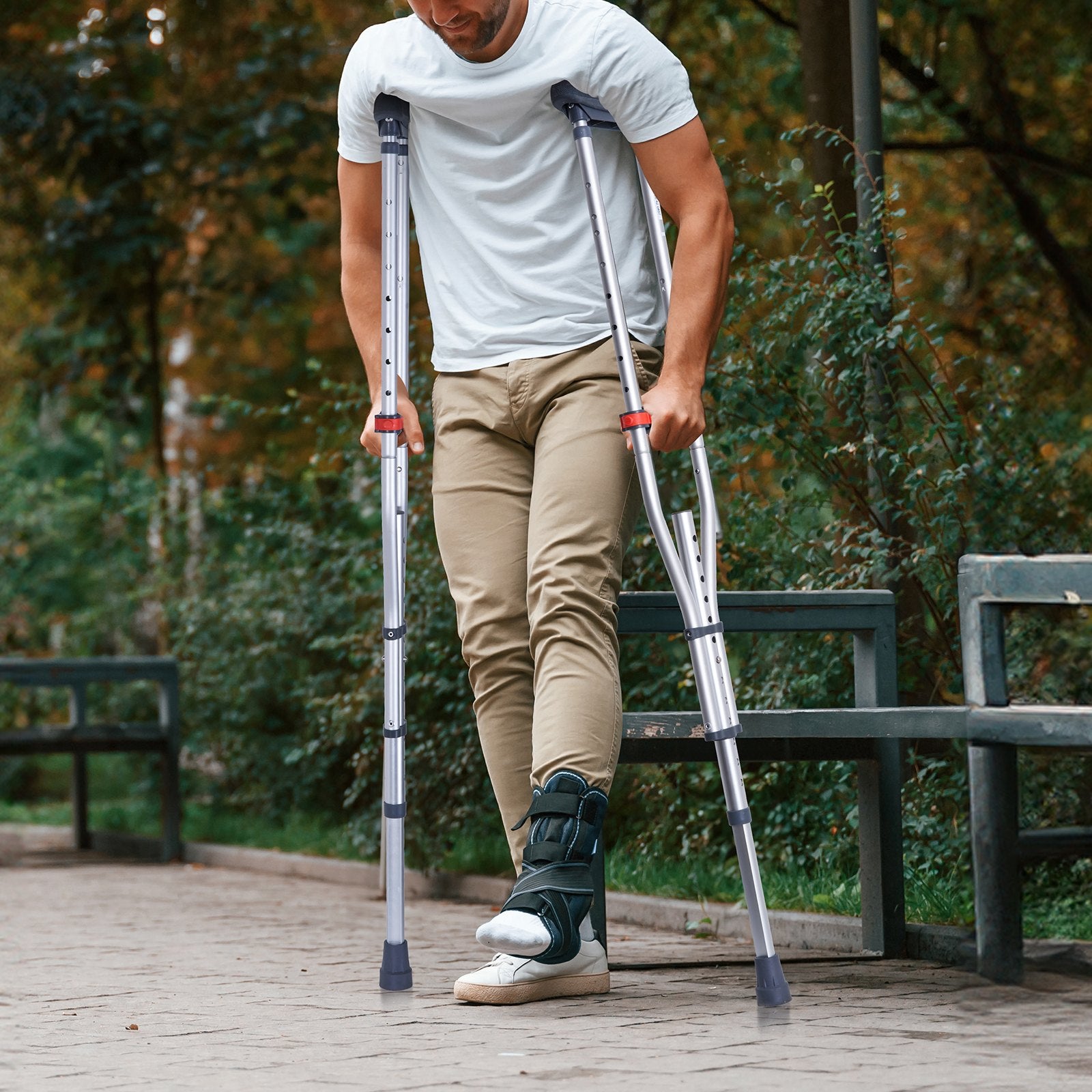 Adjustable Underarm Crutches 13-Level Aluminum Lightweight Pair 300lbs Capacity