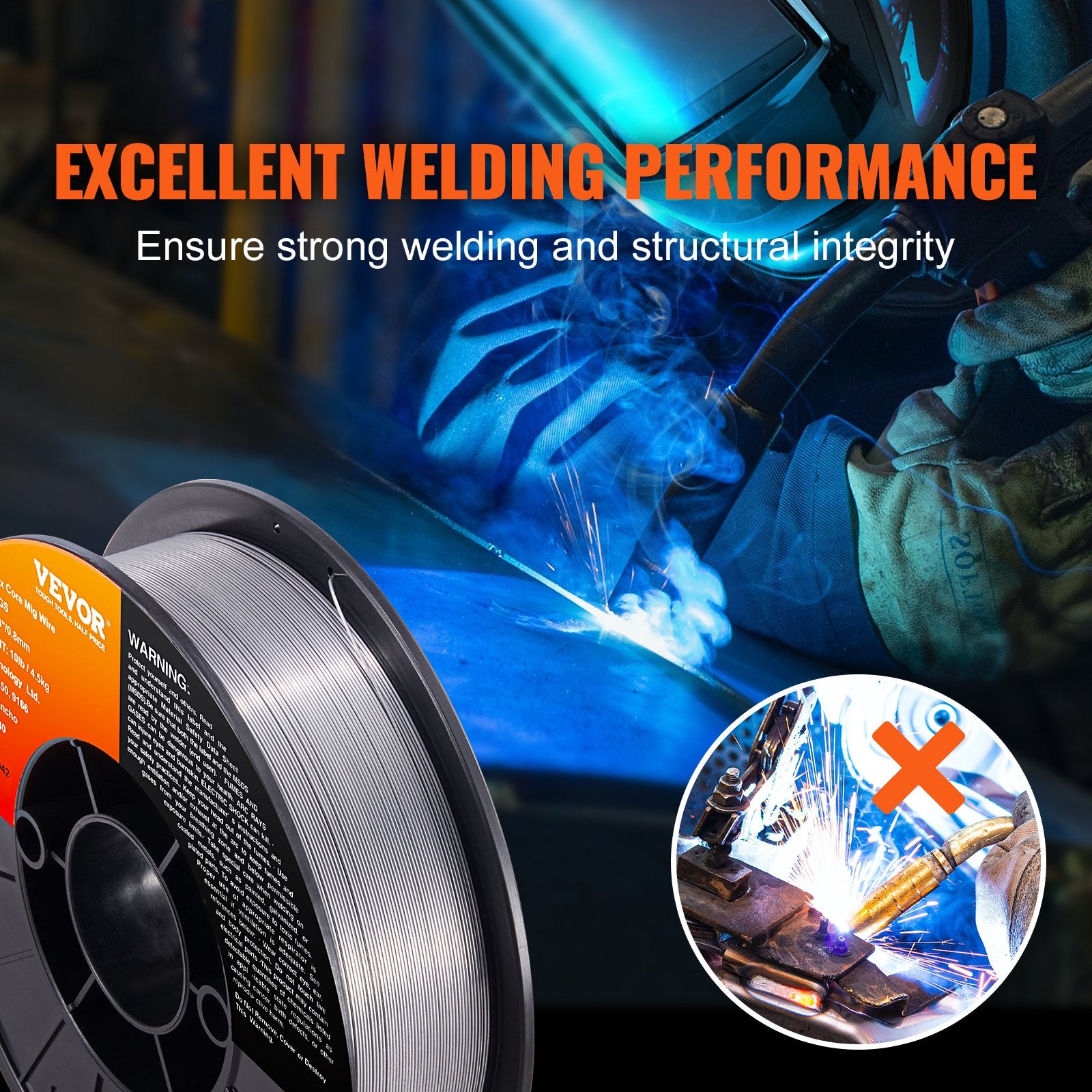 E71T-GS 0.030in Flux Core Welding Wire 10LBS Gasless MIG Wire with Low Splatter
