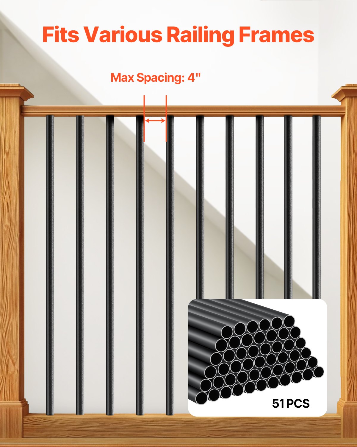 Staircase Balusters 51 Pack 813mm Aluminum 19mm Waterproof Round Spindles