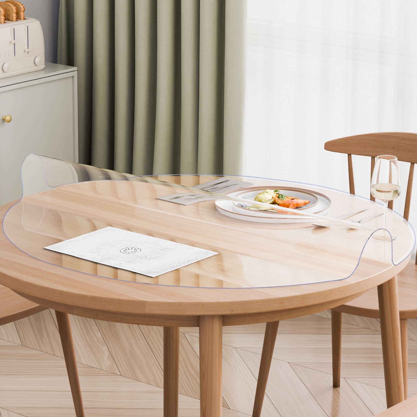 Plastic Table Cover 42x42 in 2mm Clear PVC Round Waterproof Desk Protector