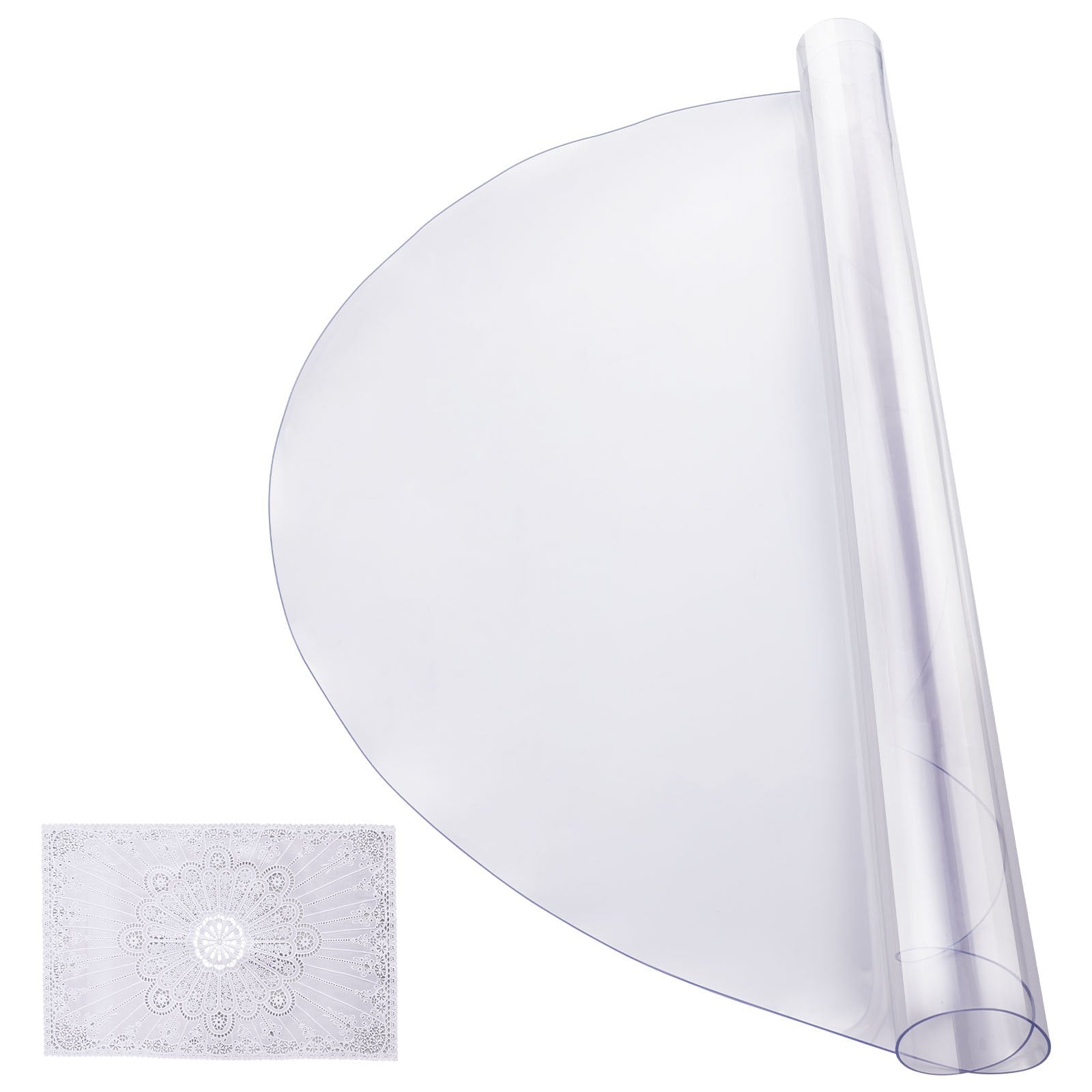 Plastic Table Cover 42x42 in 2mm Clear PVC Round Waterproof Desk Protector
