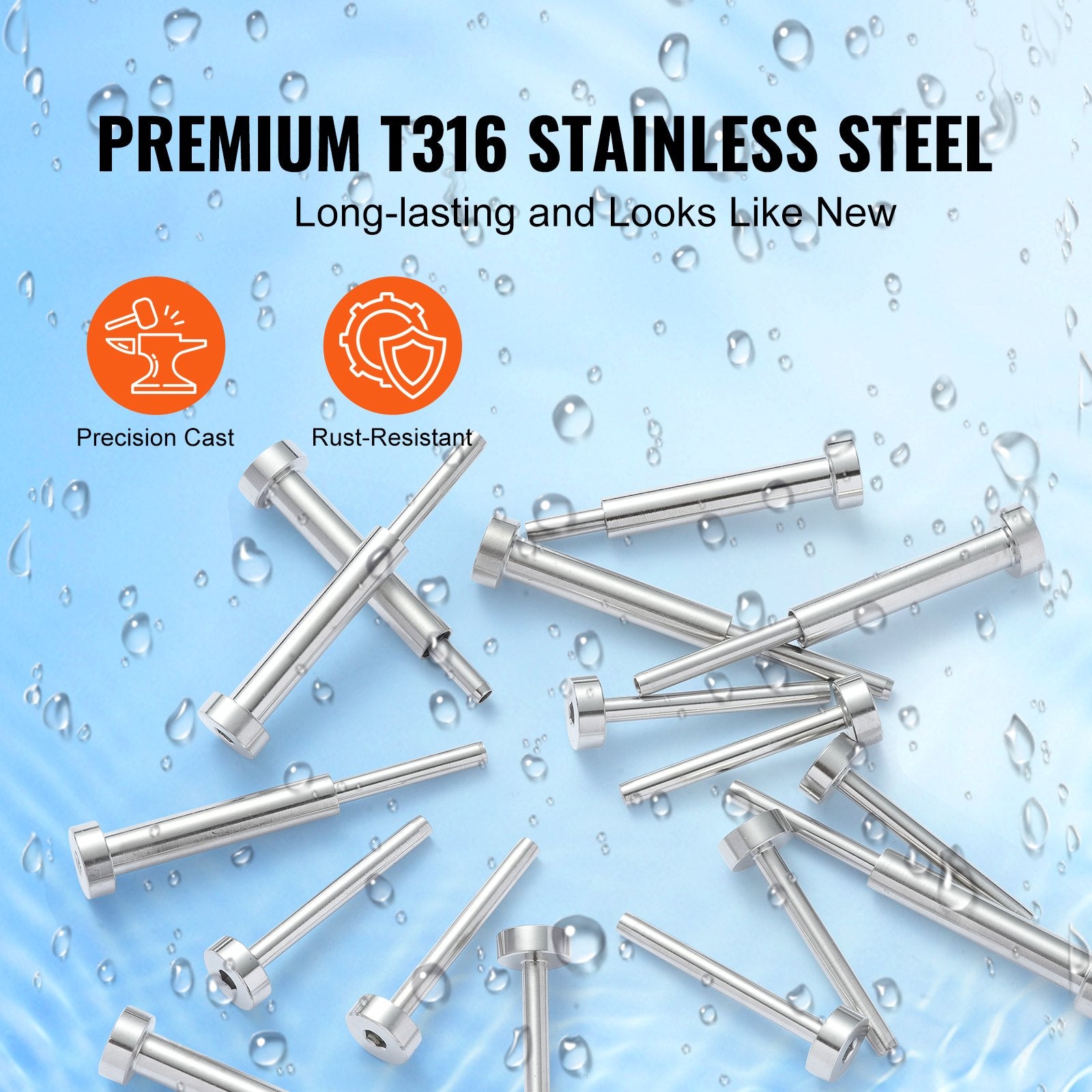 20-Pack 3.2mm T316 Stainless Steel Invisible Cable Railing Kit with Swage Ends