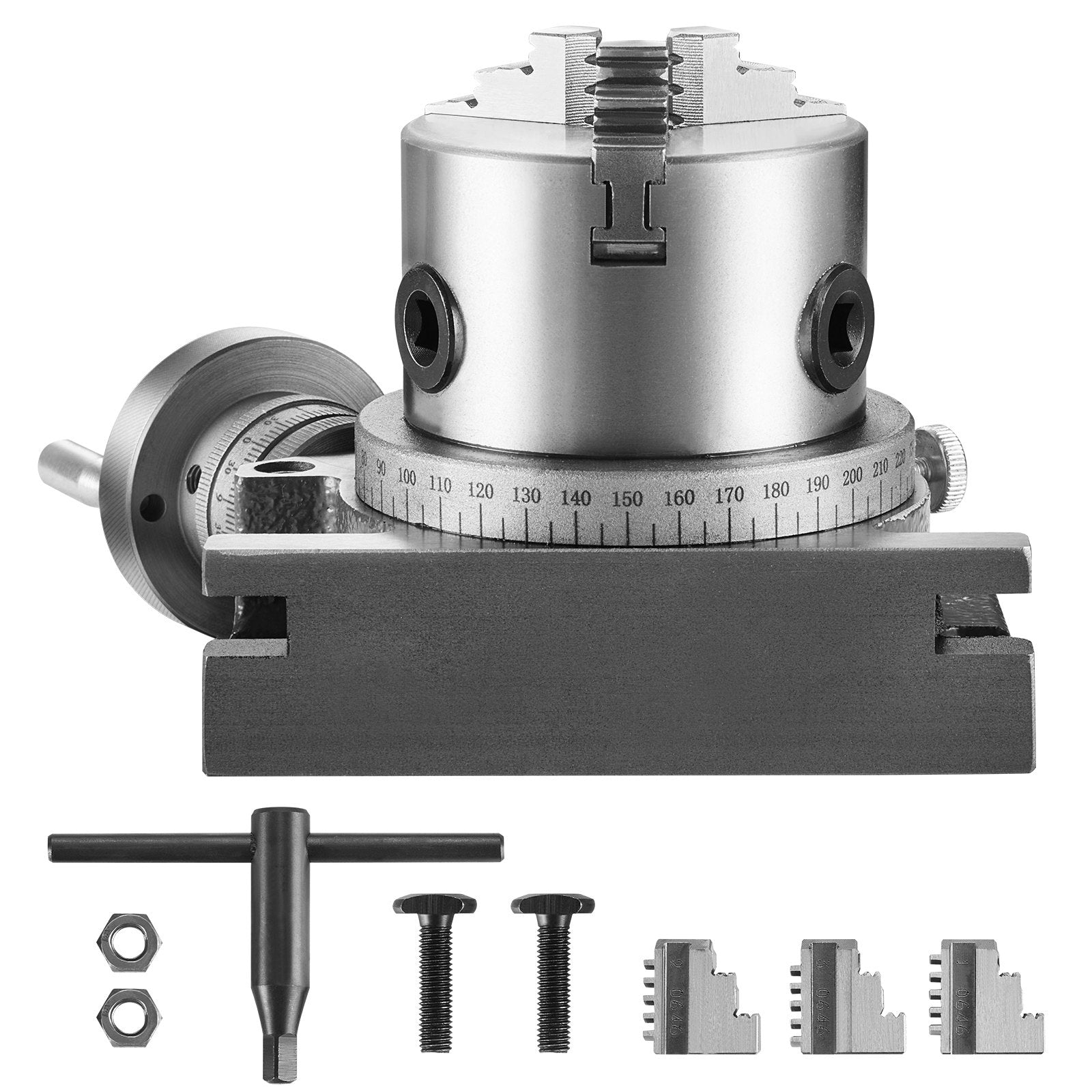 4 in Rotary Table Milling Machine with 3-Jaw Chuck Precision Indexing Tool Kit