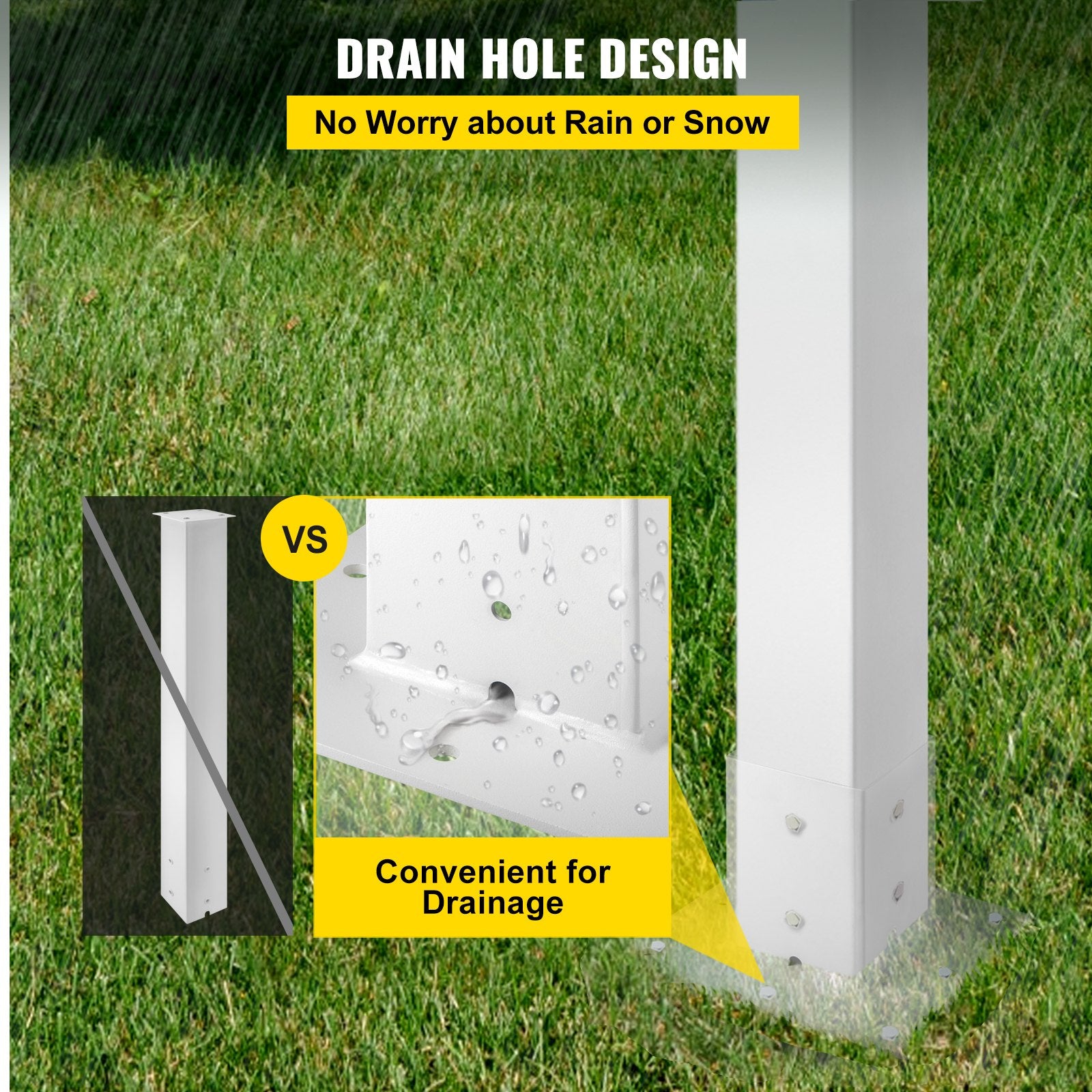 Mailbox Post 43in White Powder-Coated Steel Stand Surface Mount Outdoor