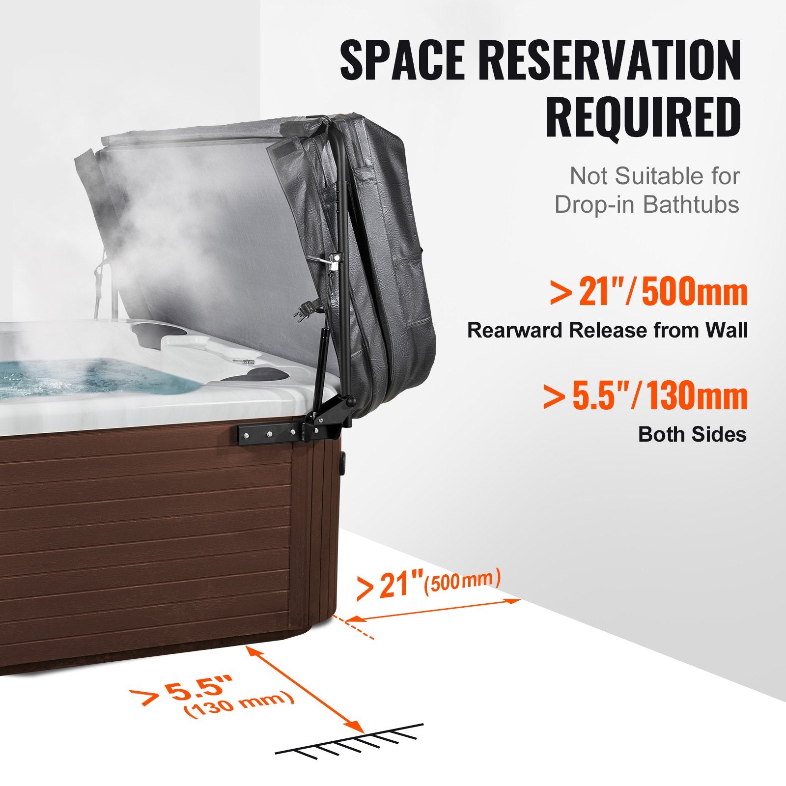 Hydraulic Hot Tub Cover Lift Adjustable 175–254cm Spa Cover Lift