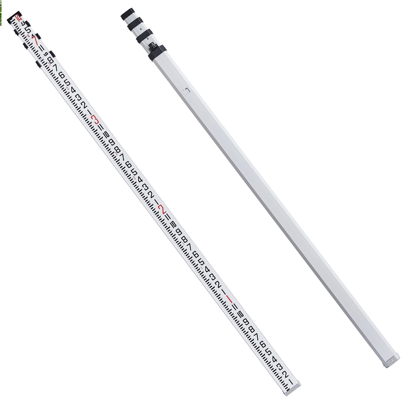 Grade Rod Aluminum 14-Feet 4-Section Telescopic Double-Sided Survey with Level