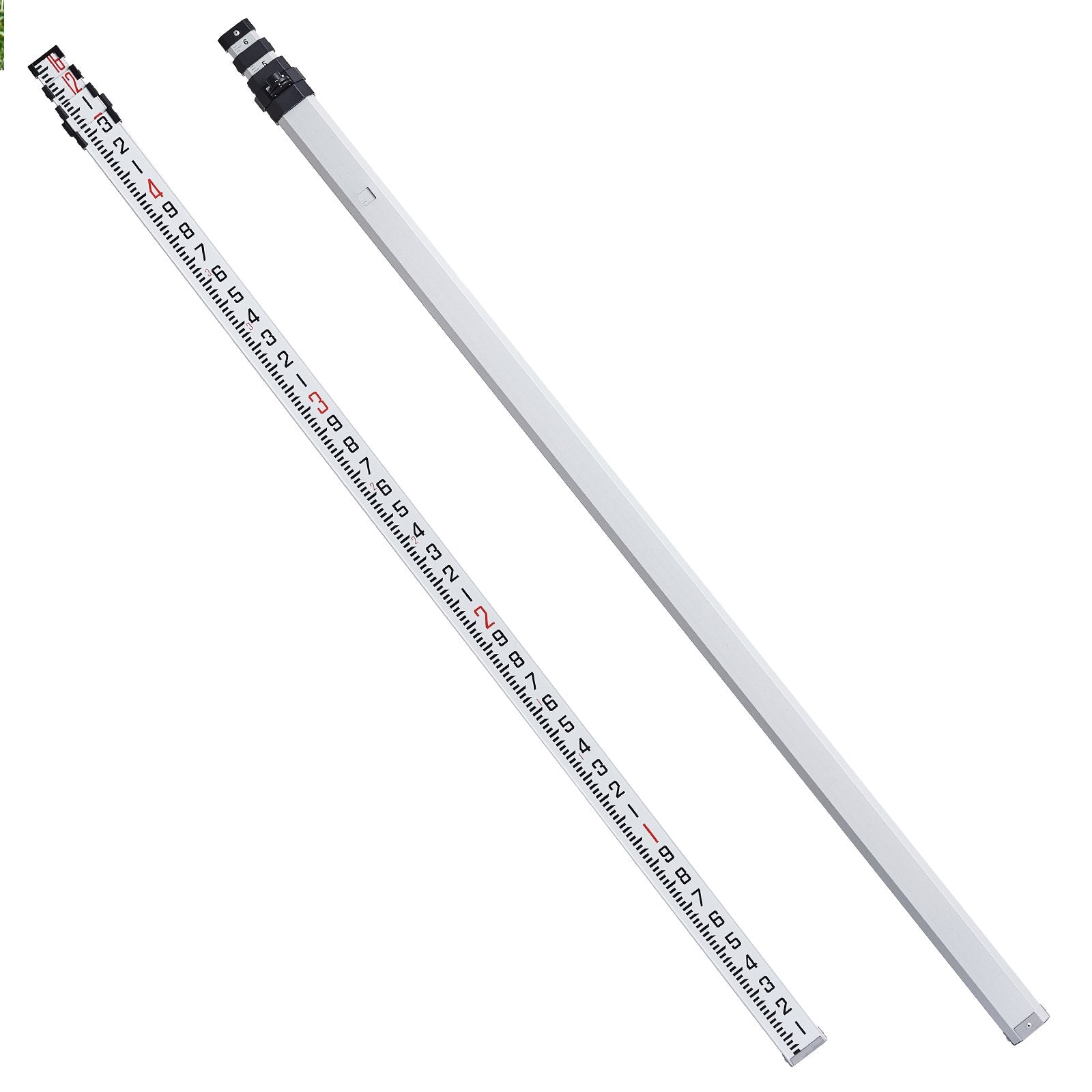 Grade Rod Aluminum 16-Feet 4-Section Telescopic Double-Sided Survey with Level