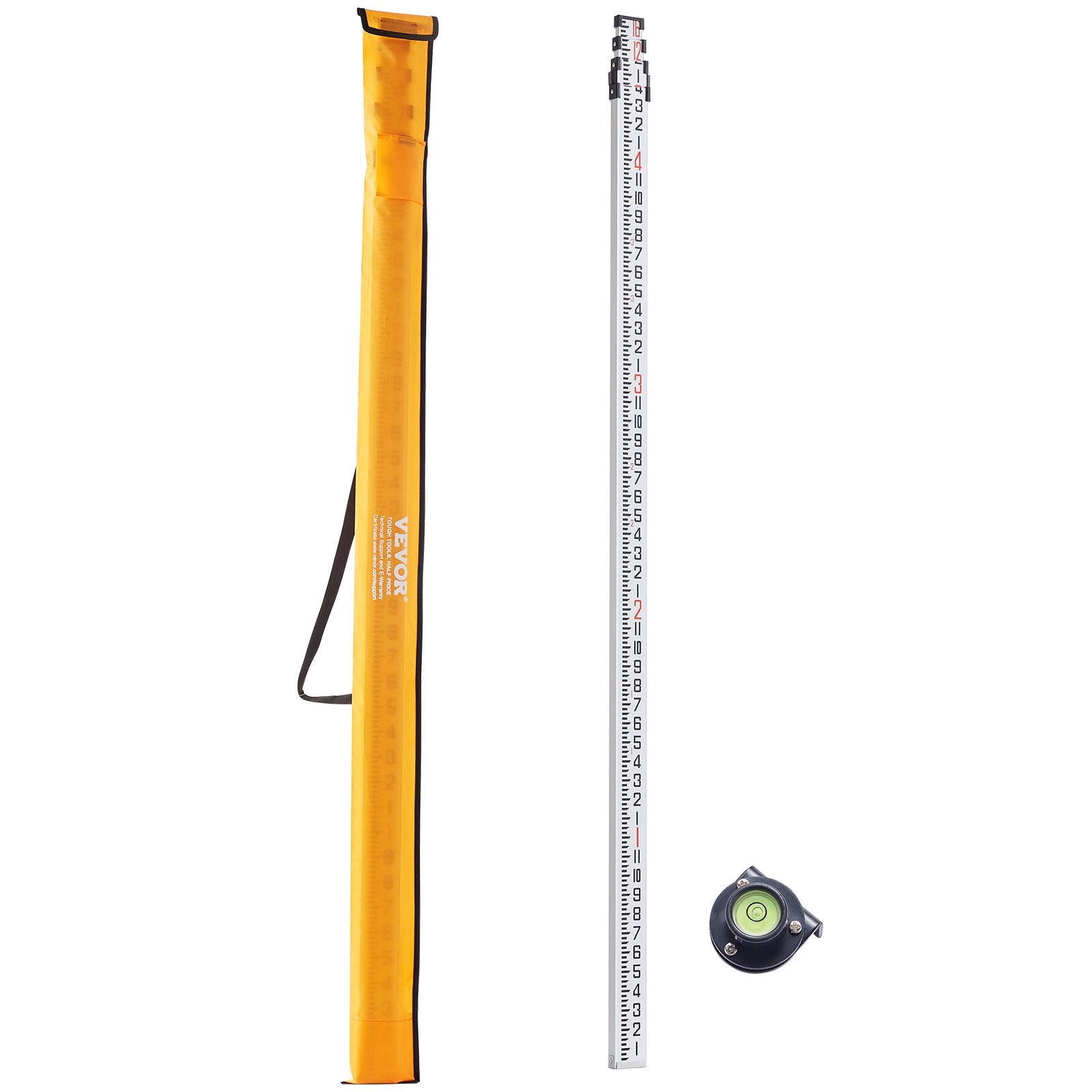Aluminum Grade Rod 16ft 4-Section Telescopic Measuring Double-Sided Bubble
