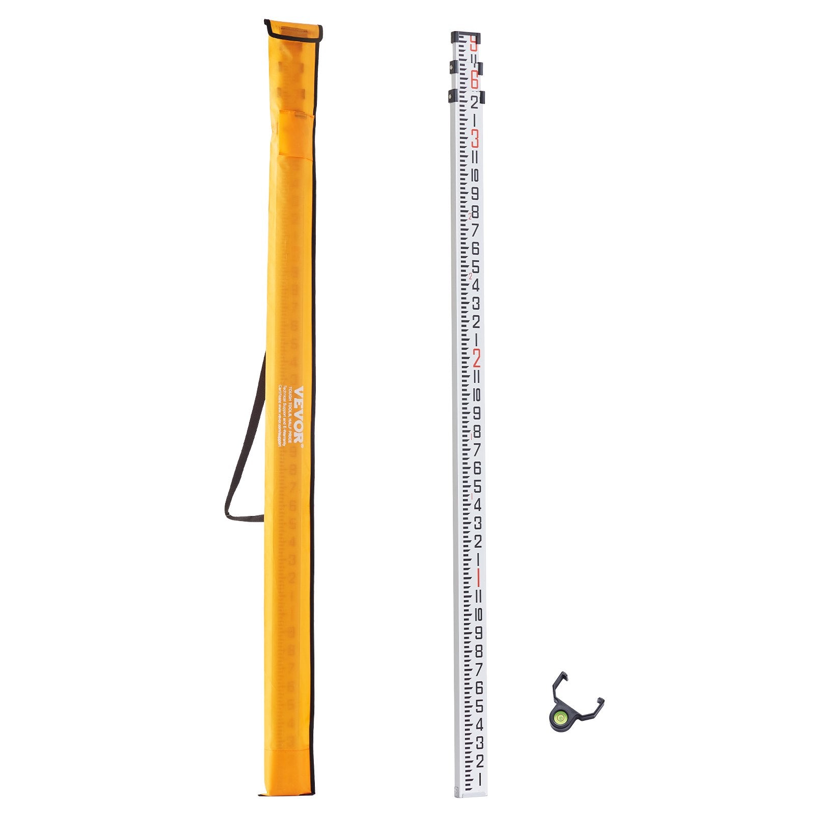 Aluminum Grade Rod 9Feet 3-Section Telescopic Double-Sided Survey Rod with Level