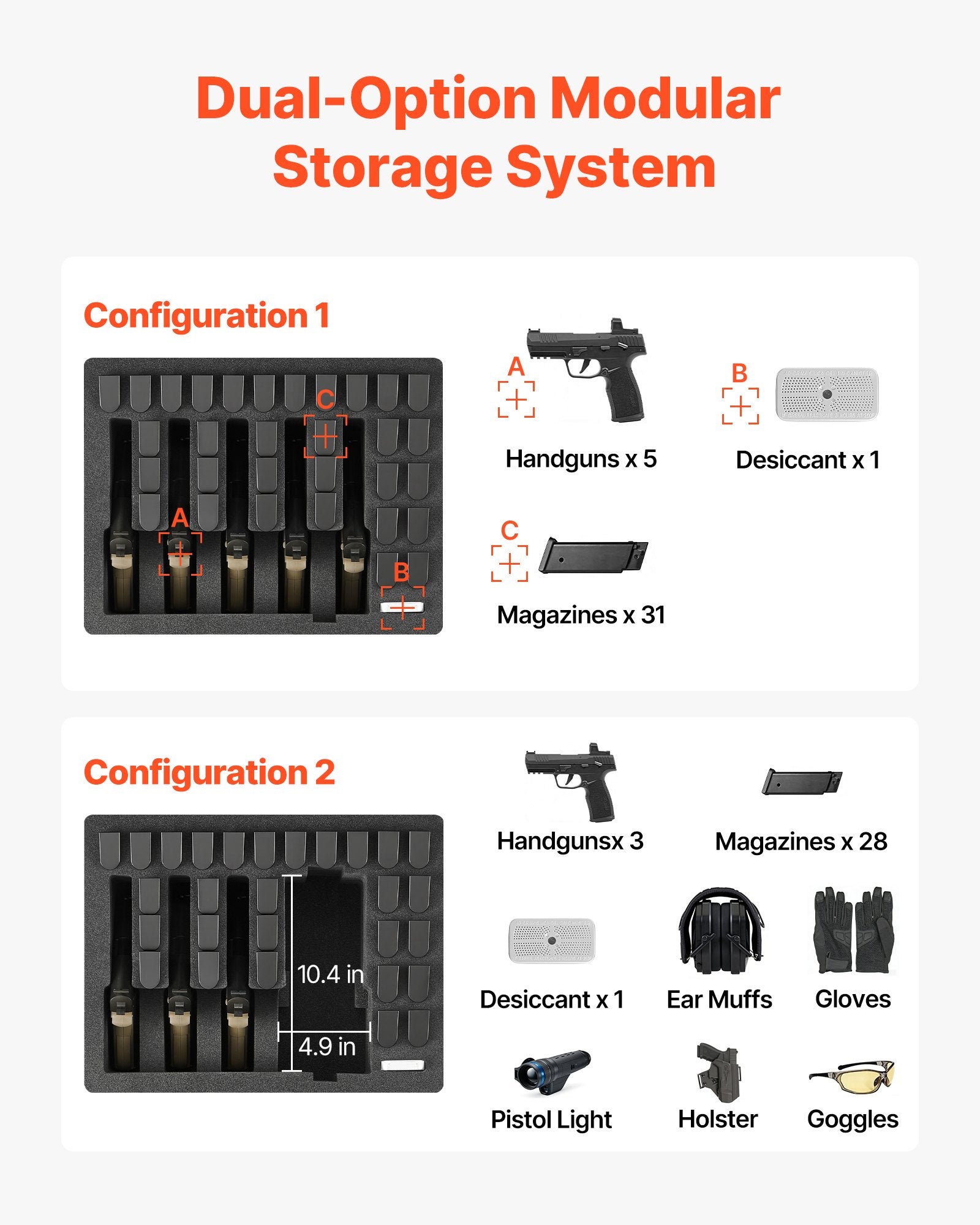 Hard Waterproof Pistol Storage Case with XPE Foam Modular Gun Box