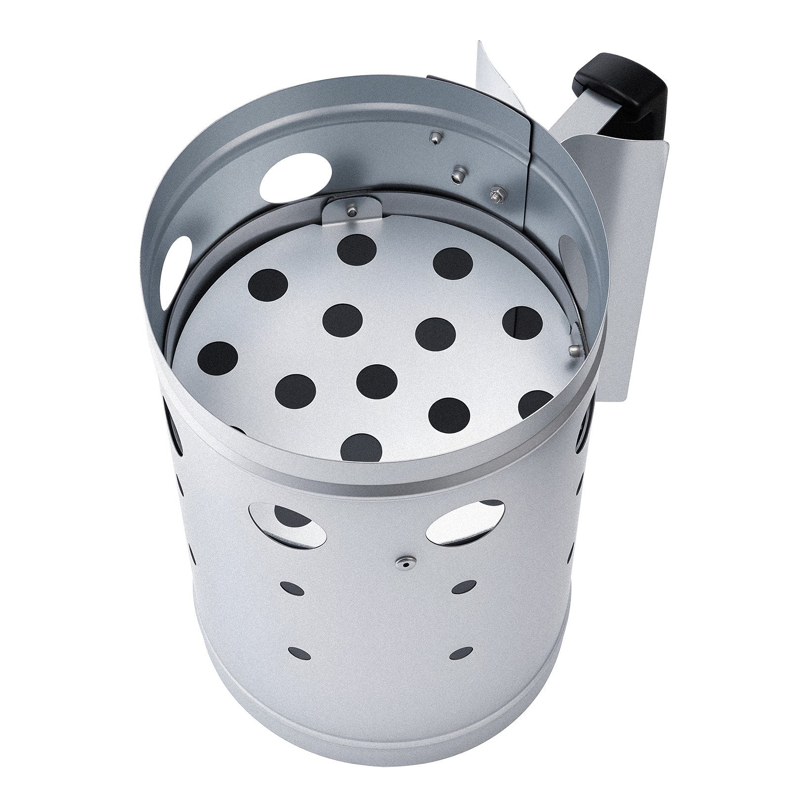 Charcoal Chimney Starter 1.8kg, Heavy Duty Steel BBQ Coal Lighter, Silver