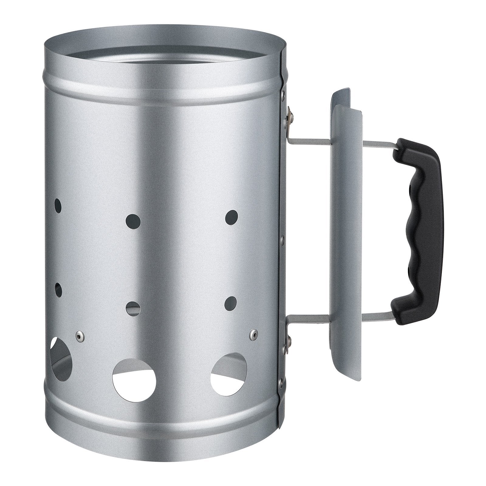 Charcoal Chimney Starter 1.8kg, Heavy Duty Steel BBQ Coal Lighter, Silver