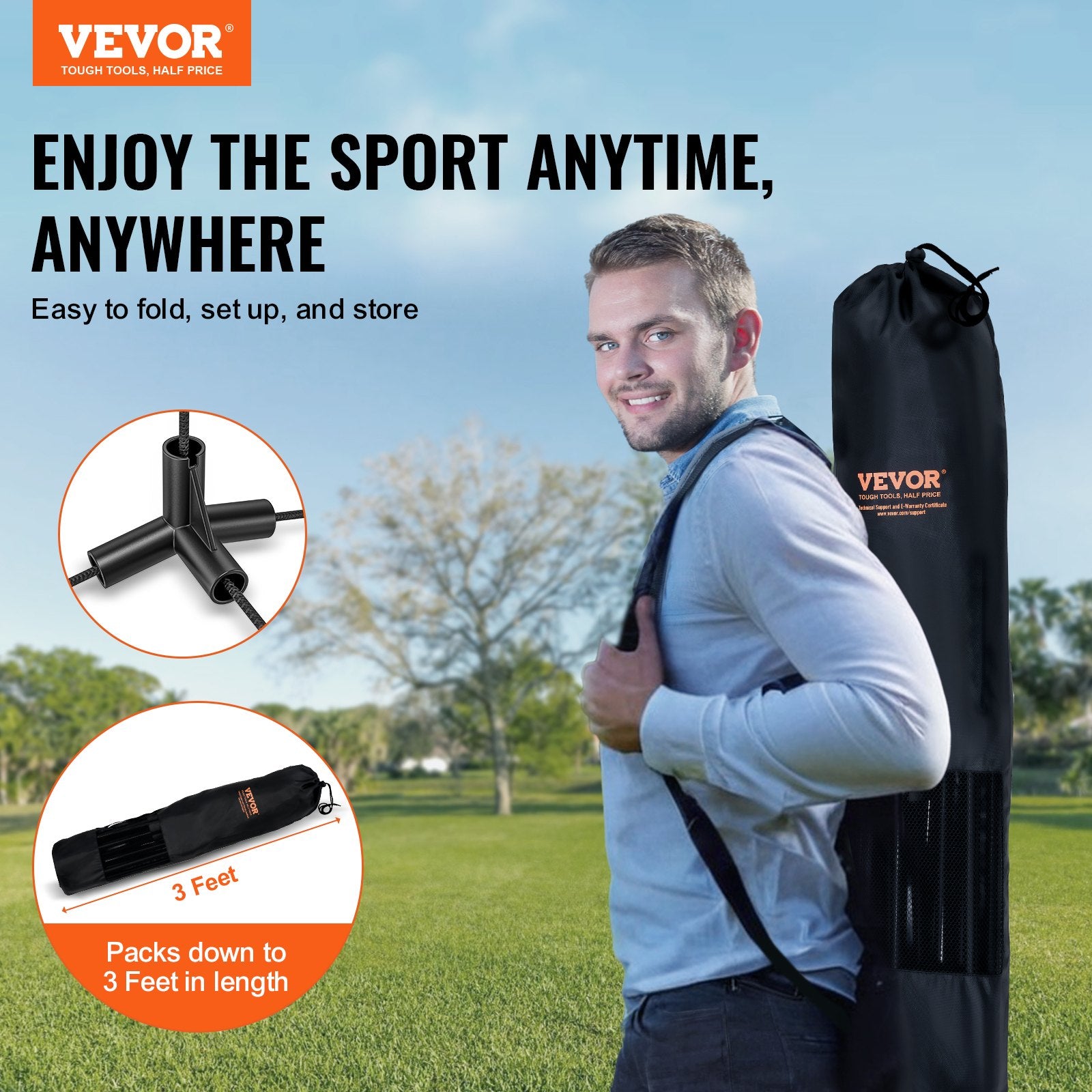 Badminton Net Height Adjustable Volleyball Net 17ft Portable Foldable Set