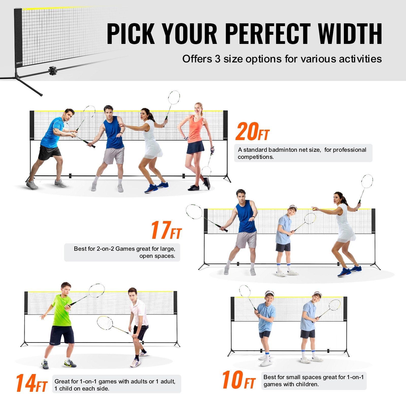 Badminton Net Height Adjustable Volleyball Net 17ft Portable Foldable Set