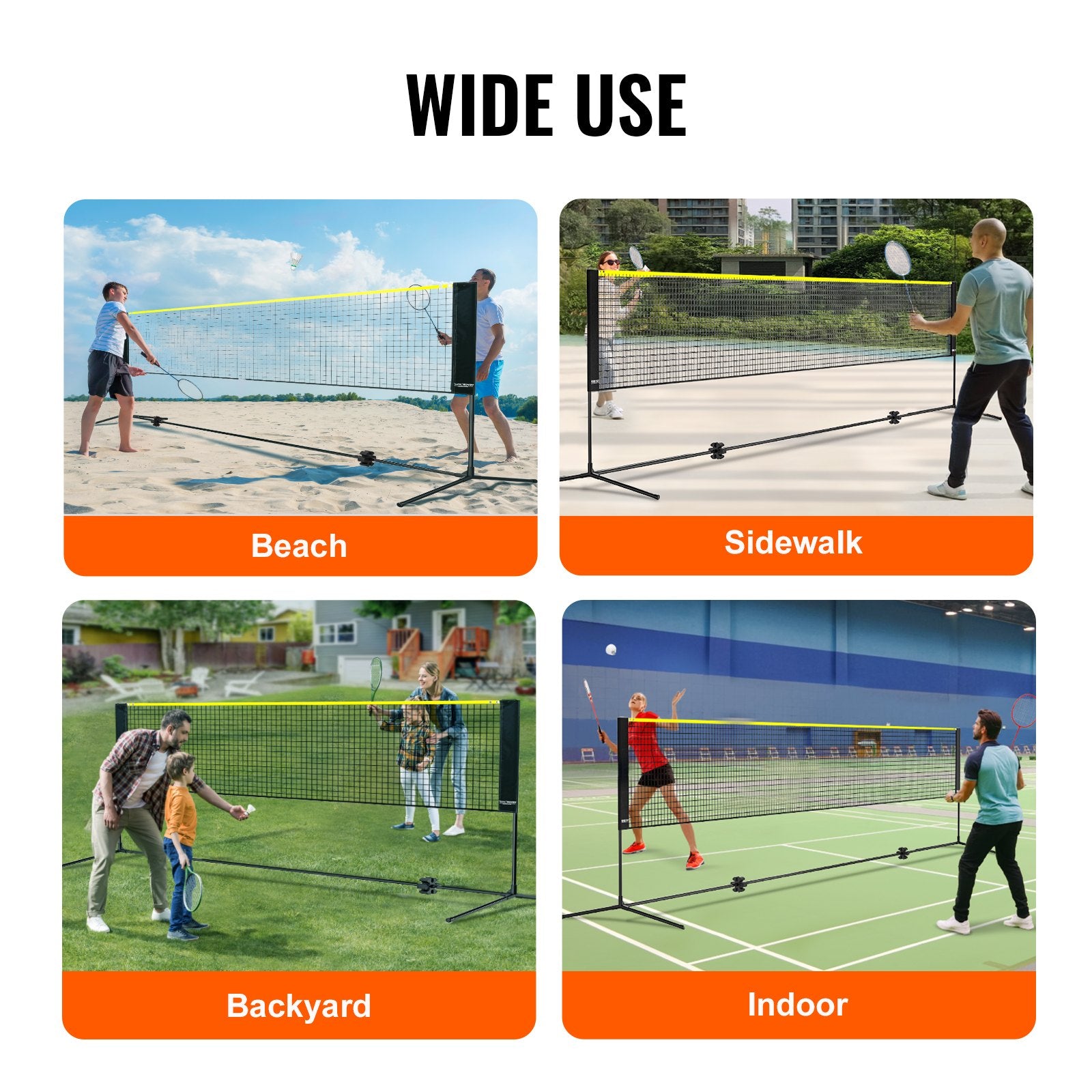 Badminton Net Height Adjustable Volleyball Net 17ft Portable Foldable Set