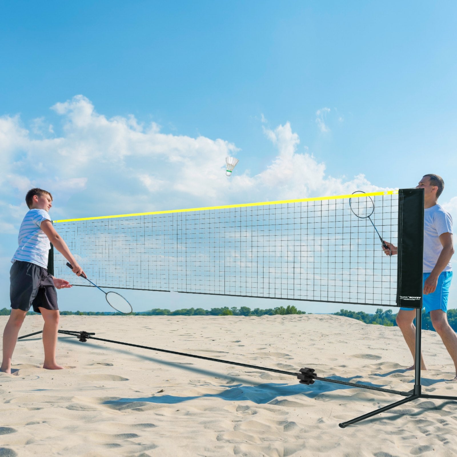 Badminton Net Height Adjustable Volleyball Net 17ft Portable Foldable Set