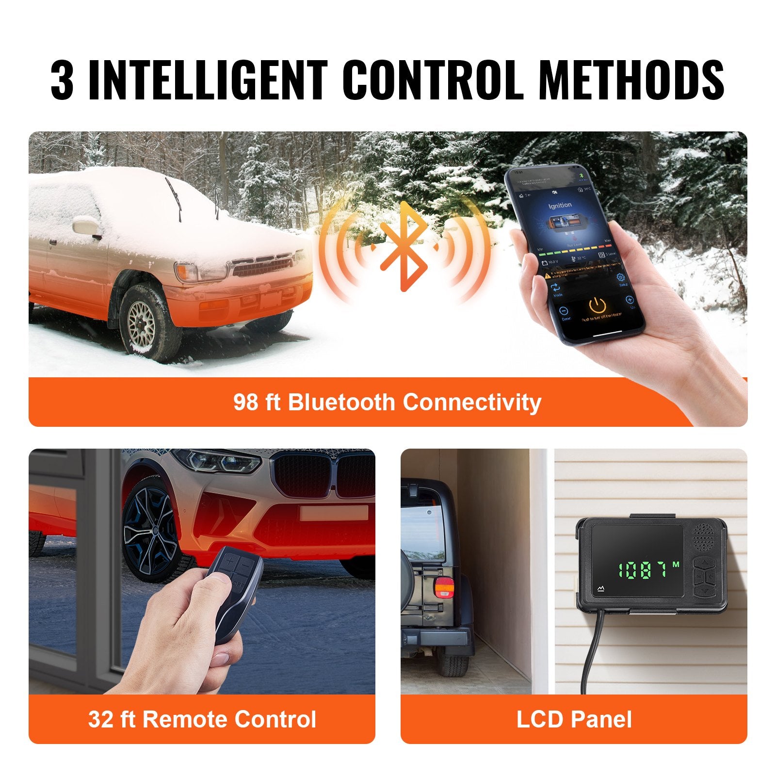 12V 8KW Diesel Air Heater with Bluetooth, Remote, LCD & Auto Altitude for RVs