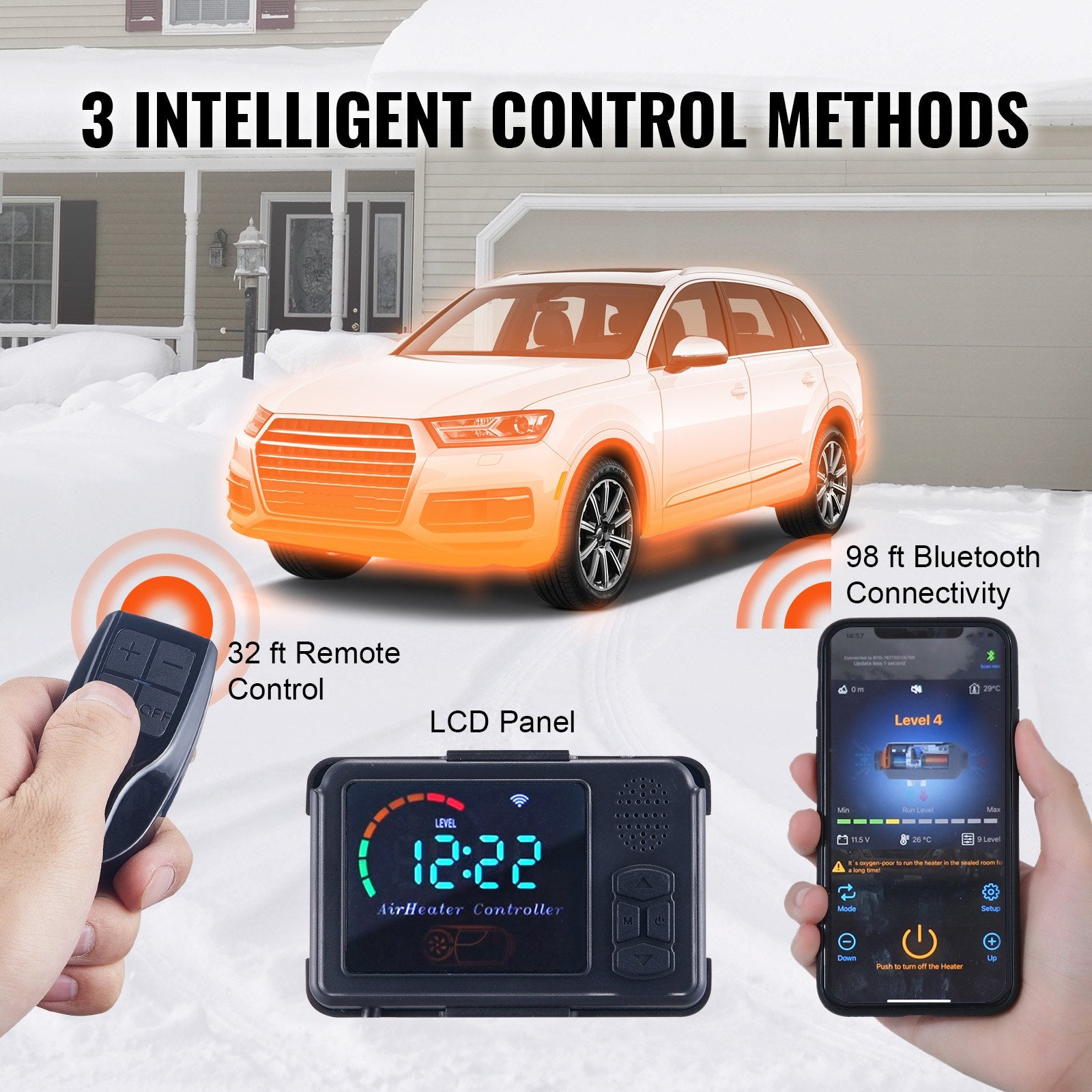 Diesel Air Heater 8KW Bluetooth Remote LCD Auto Altitude for RVs and Campers