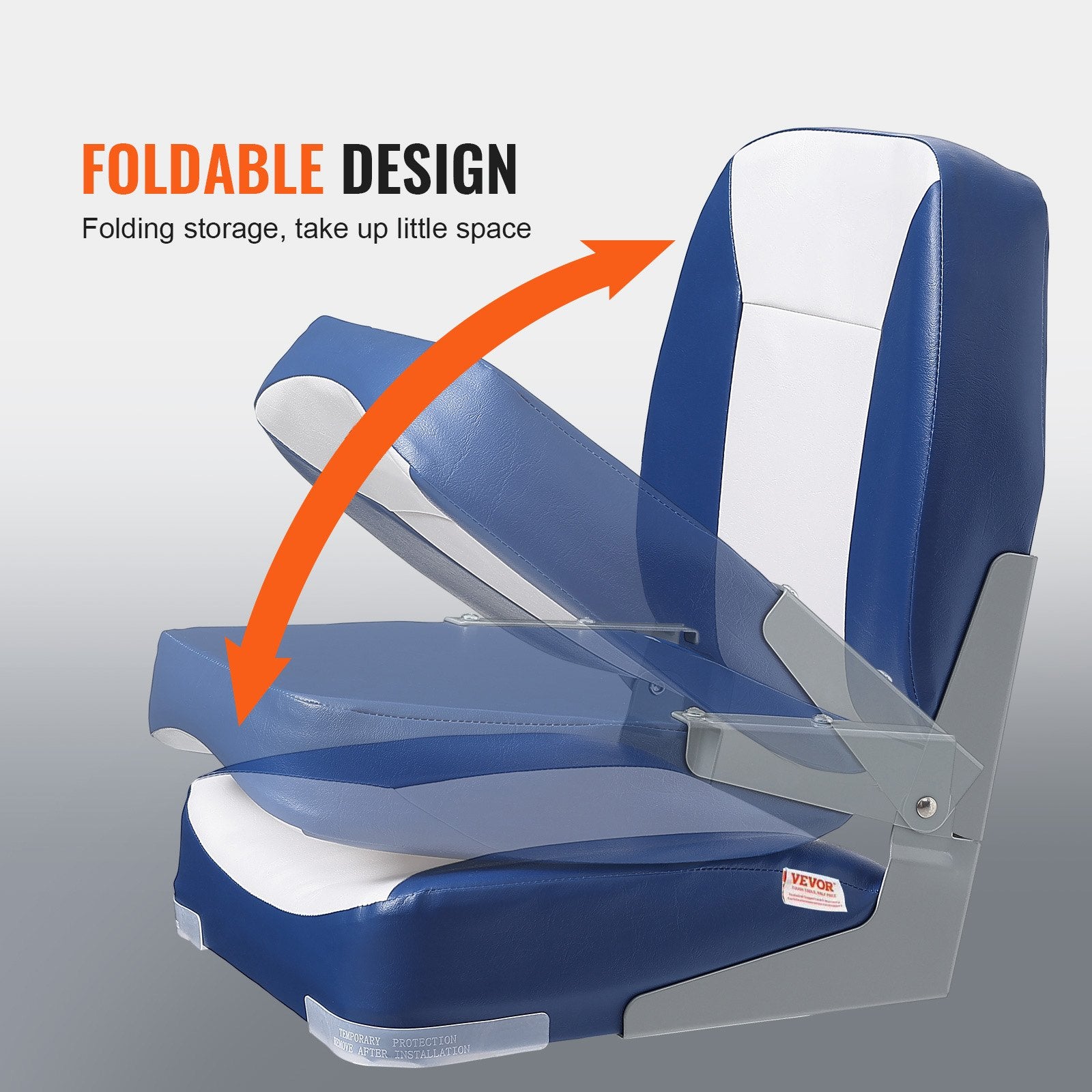 Low Back Folding Boat Seat 48 cm with Thick Sponge Padding