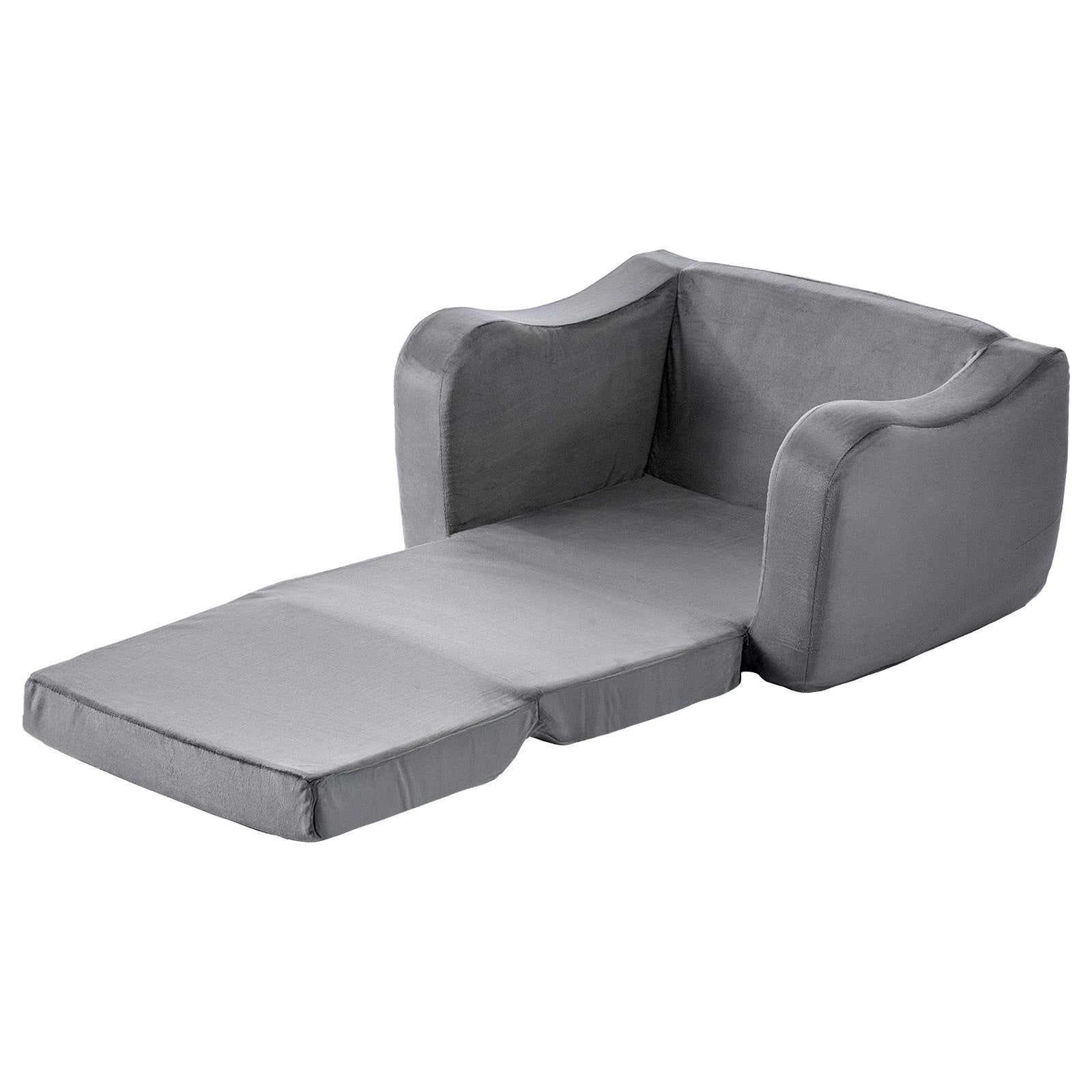 2-in-1 Kids Sofa Foldable Toddler Couch, Convertible Chair to Lounger Gray M