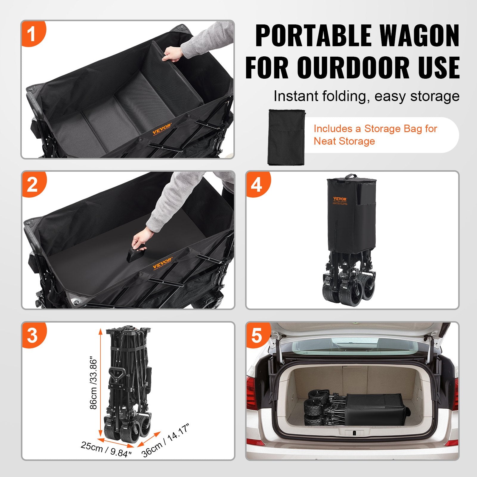Wagon Double Decker Foldable 400L Collapsible All-Terrain Wheels 350-450LB