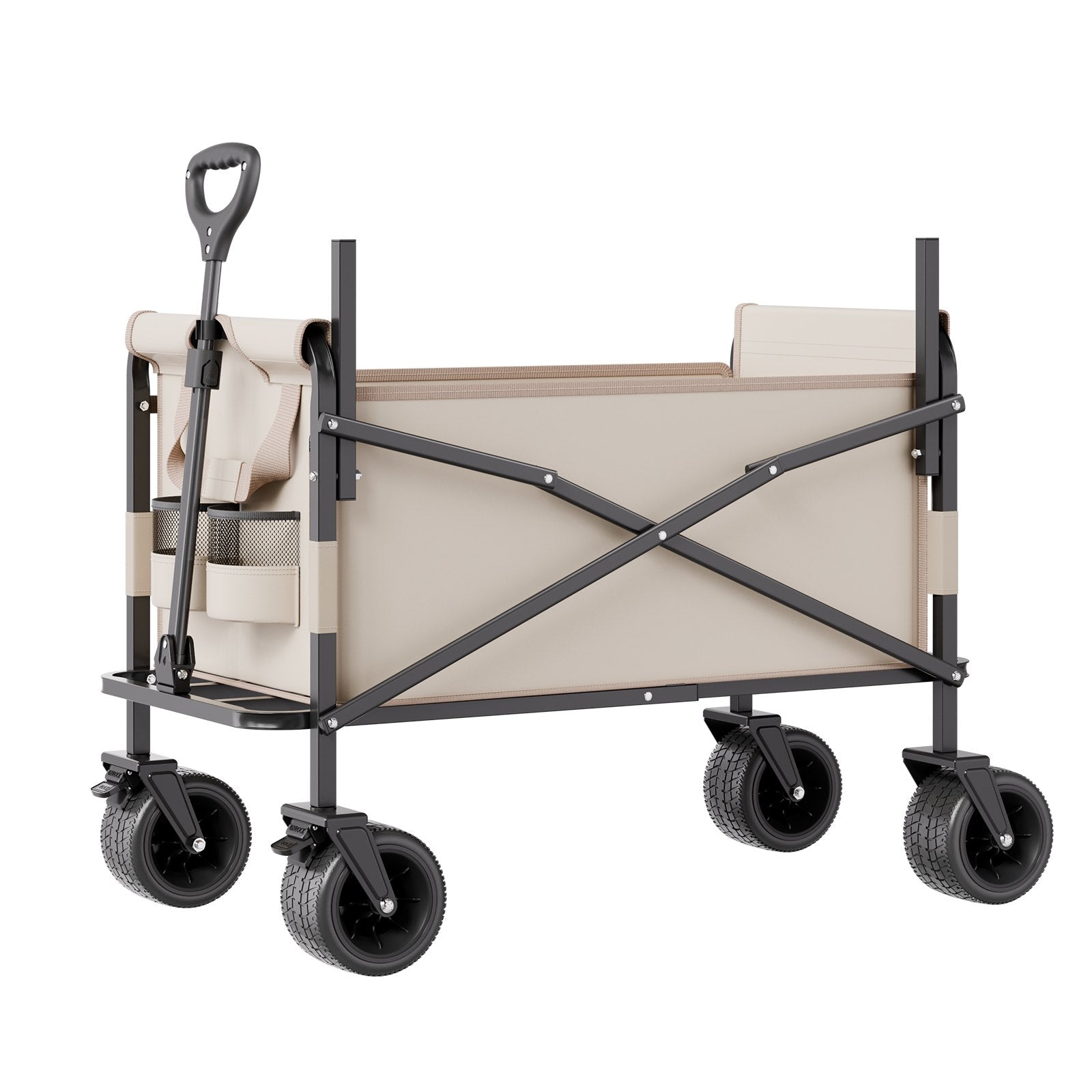 Collapsible Folding Wagon 550lb 220L 2-in-1 Converts to Bench Adjustable Handle