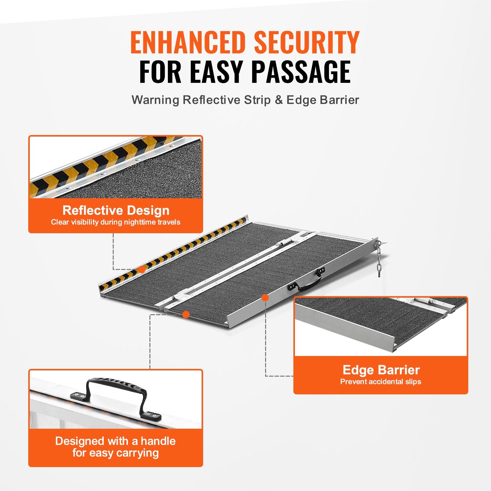 Portable Wheelchair Ramp 91cm Aluminum Folding Non-Slip 363kg Capacity