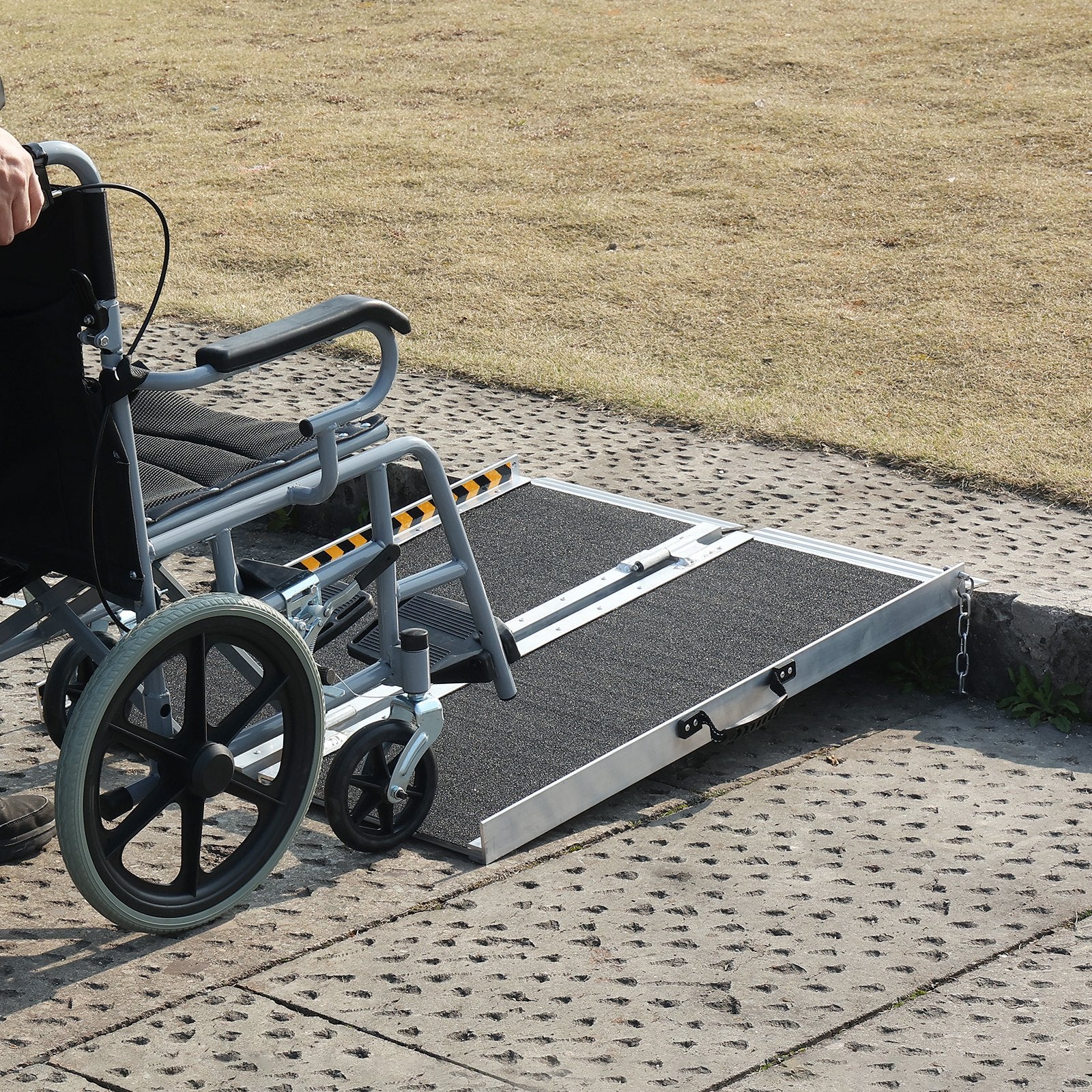 Portable Wheelchair Ramp 91cm Aluminum Folding Non-Slip 363kg Capacity