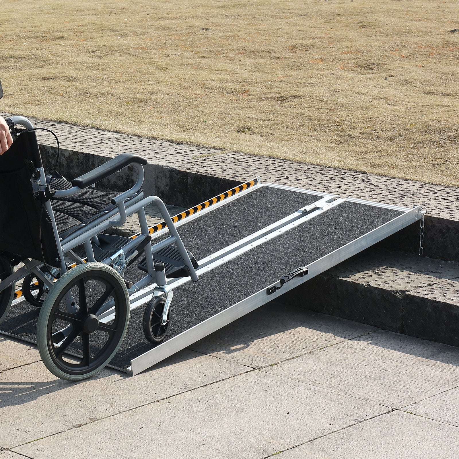 Portable Wheelchair Ramp 122cm Aluminum Folding Non-Slip 363kg Capacity