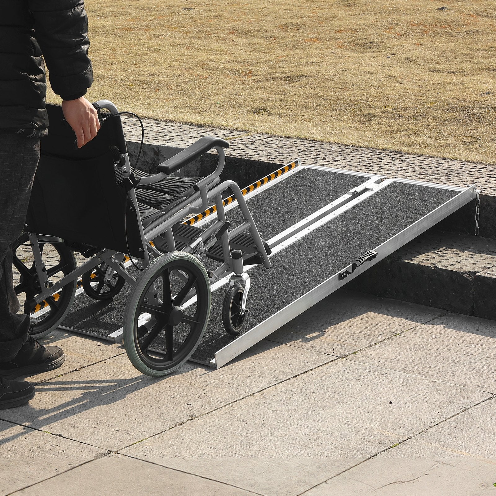 Portable Wheelchair Ramp 183cm Aluminum Folding Non-Slip 363kg Capacity