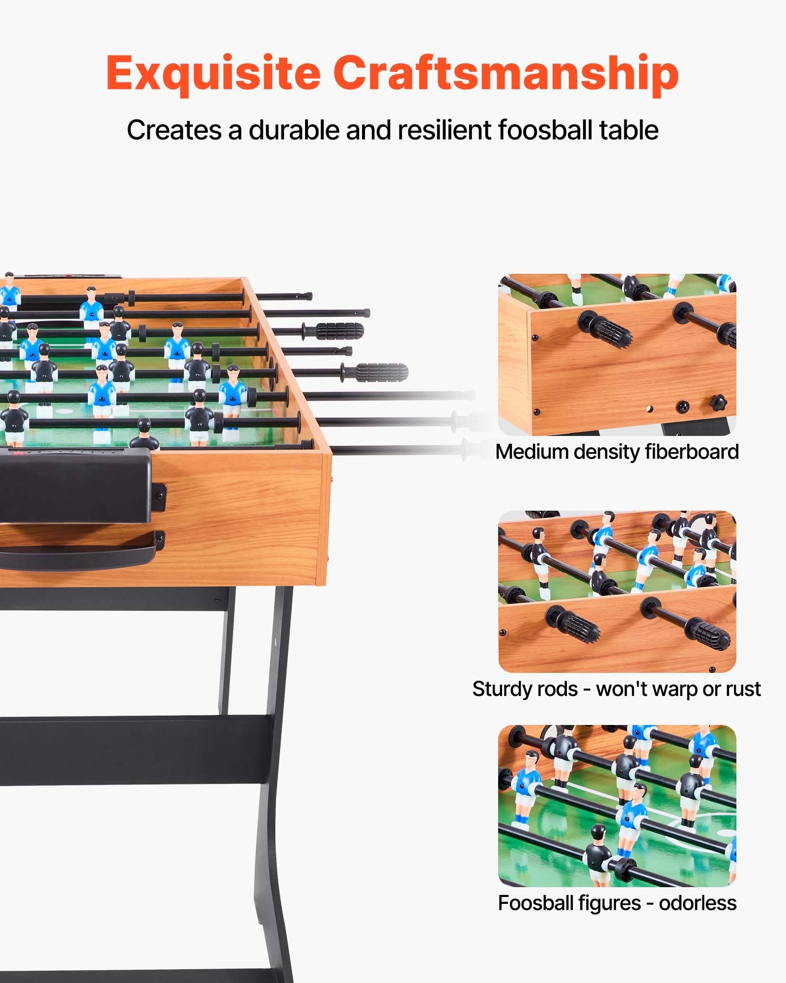 Folding Foosball Table 106cm Standard Indoor Home Game Room Includes 2 Balls