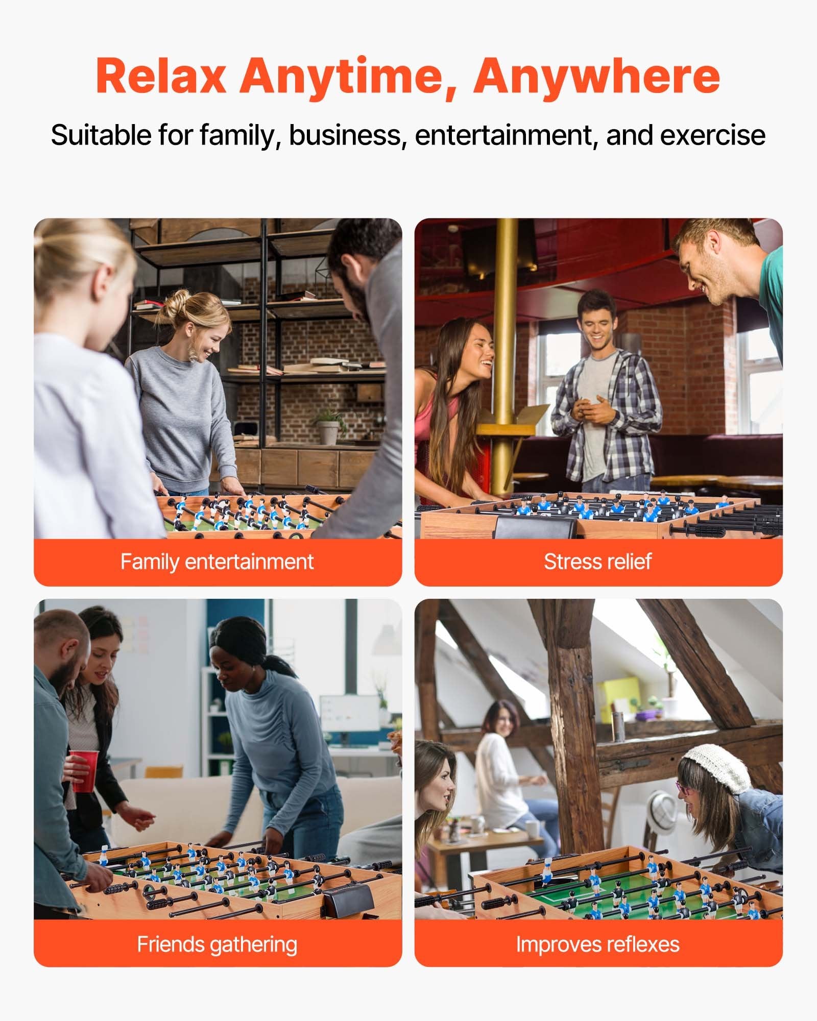 Folding Foosball Table 106cm Standard Indoor Home Game Room Includes 2 Balls