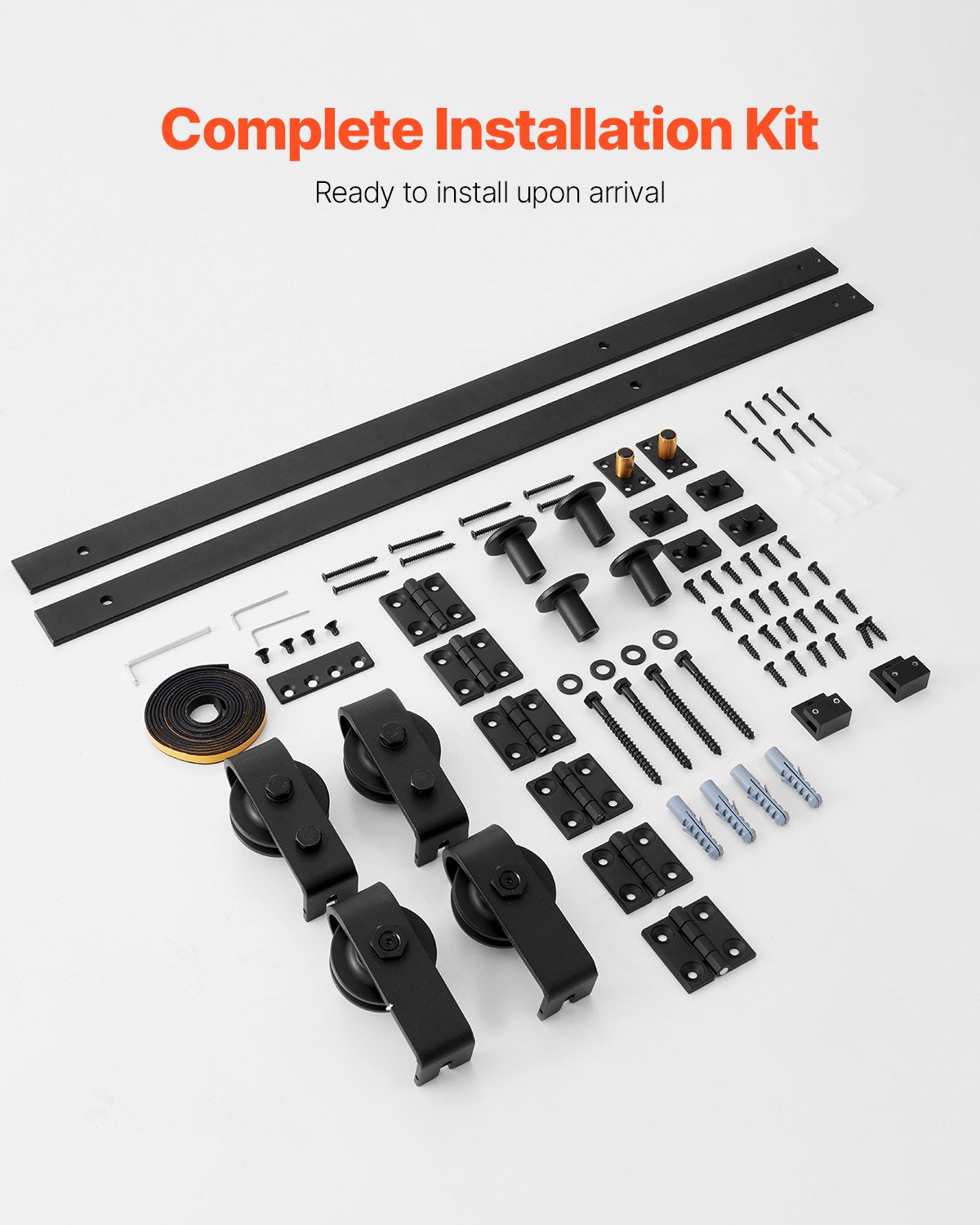 Bi-Folding Sliding Barn Door Hardware Track Kit 64in Heavy Duty 4 Doors