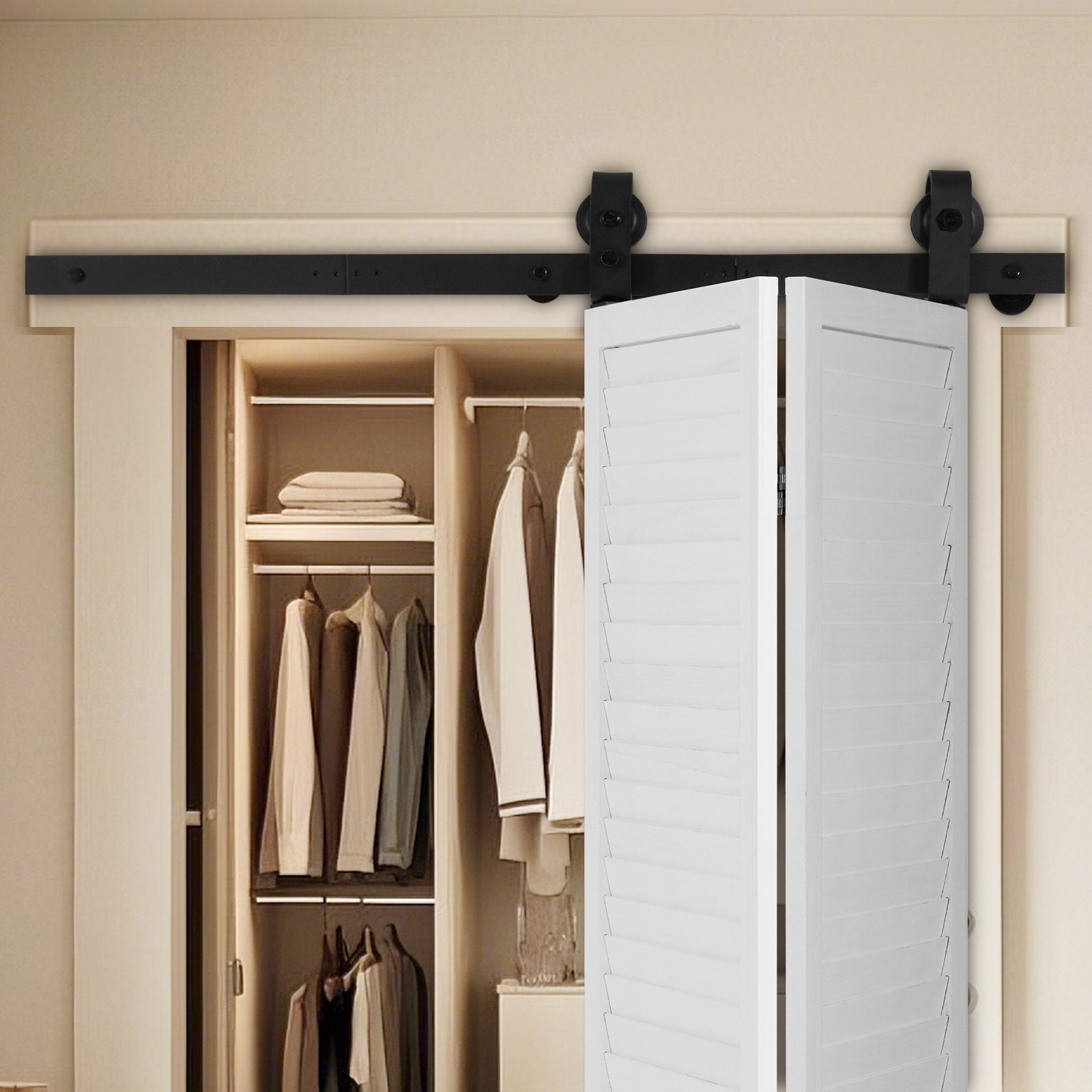 Bi-Folding Sliding Barn Door Hardware Kit 40in Heavy-Duty Top Mount