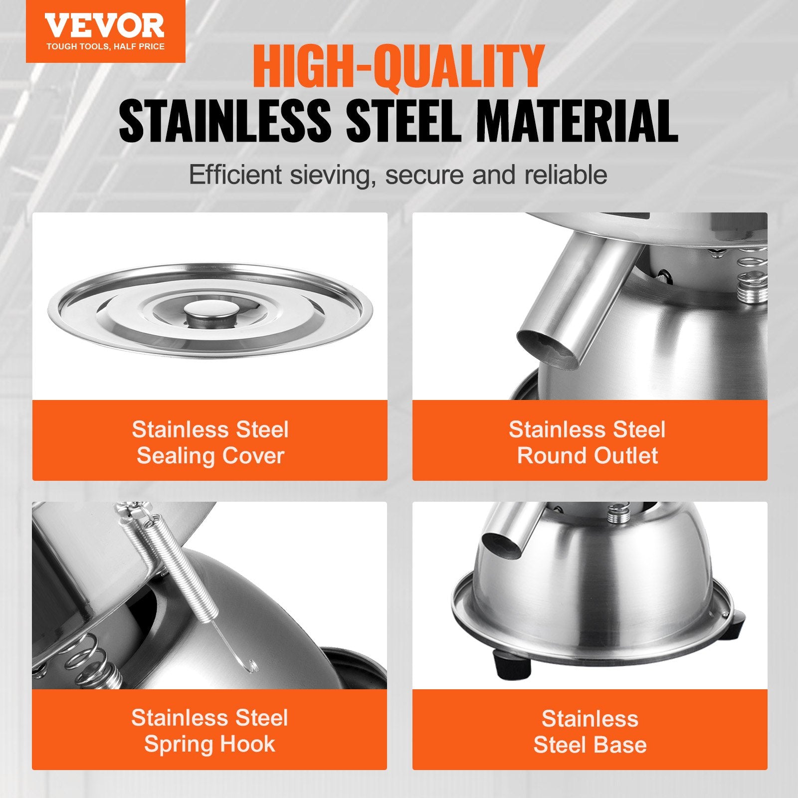 Automatic Electric Vibrating Sieve, Stainless Steel Sifter Shaker 45W for Powder