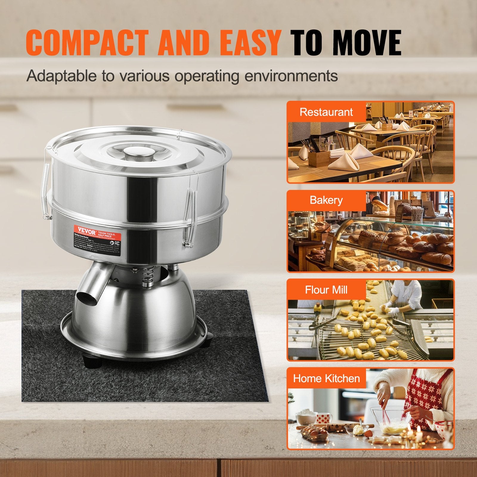 Automatic Electric Vibrating Sieve, Stainless Steel Sifter Shaker 45W for Powder